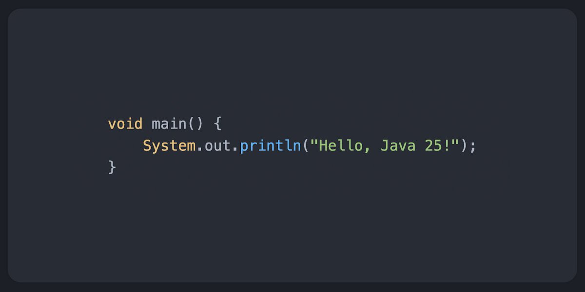 bellsoftware's tweet image. #Java25 adds compact source files with instance main methods. No more complicated public static void main, just a clean entry point.
Perfect for PoCs and teaching.