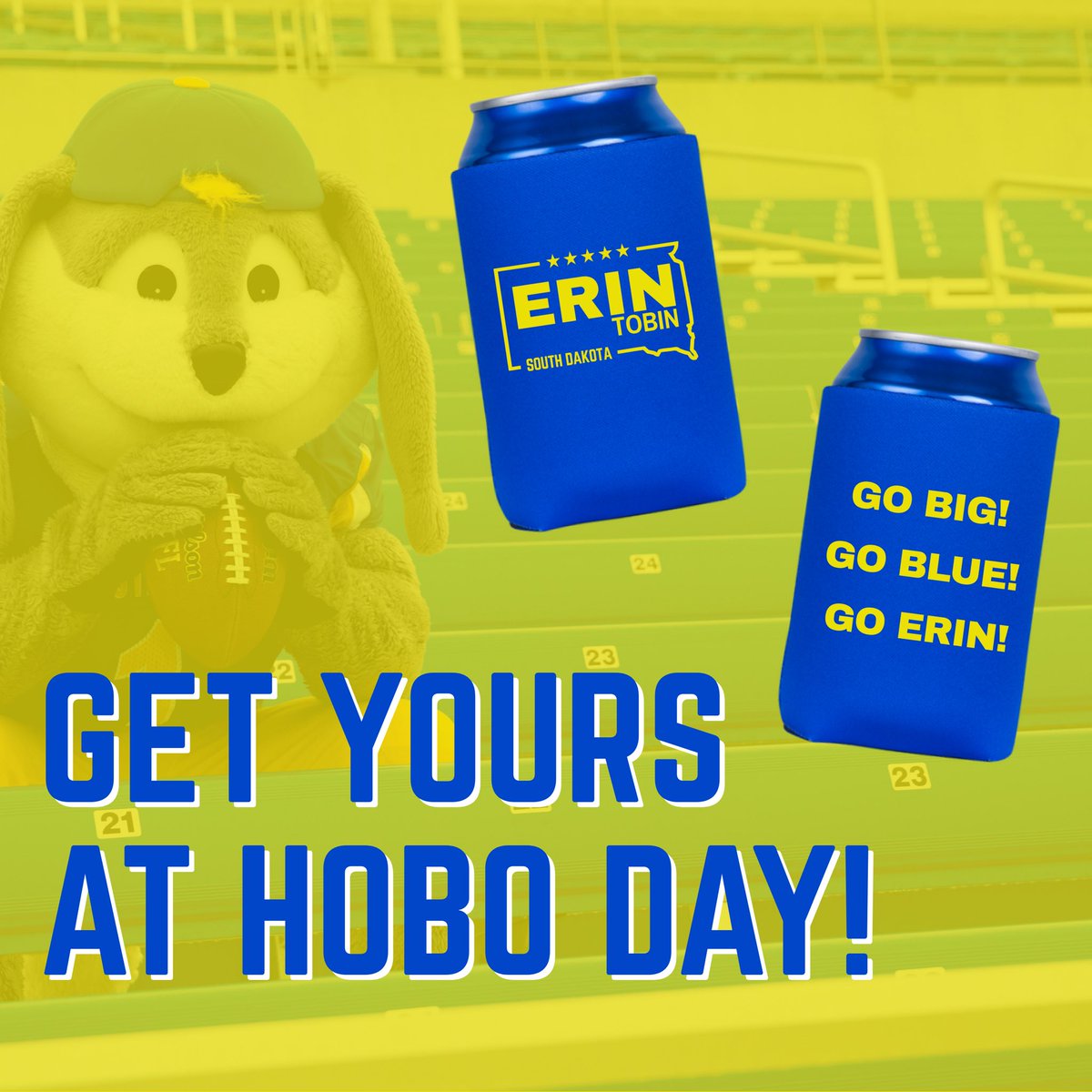 Excited to celebrate Hobo Day and cheer on the Jacks at the big game! 💙💛

I’ll be handing out koozies — come grab one and say hi!

Go Big! Go Blue! Go Erin! 🐰