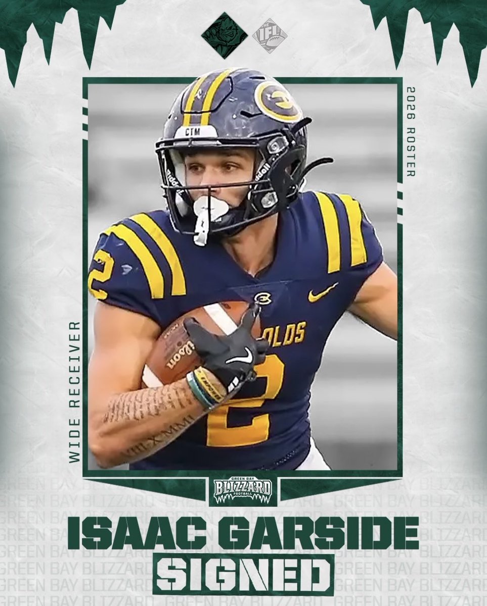 Congratulations to our All-Time Receiving Yards and Career Receptions Leader <a href="/GarsideIsaac/">Isaac Garside</a> on signing with the <a href="/gbblizzard/">Green Bay Blizzard</a> 

Never stop Climbing.

#ROLLGOLDS x #CTM