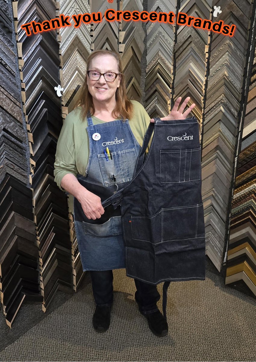 FrameDeArt's tweet image. Thank you @CrescentBrands for Trudy's new apron!  We love scanning our mats daily to earn rewards,  like free blades, gift certificates and aprons!  Trudy has been a part of our team for over 6 years at Frame de Art!

#Apron #Thanks #CrescentBrands #Valiani #Rewards #Denver