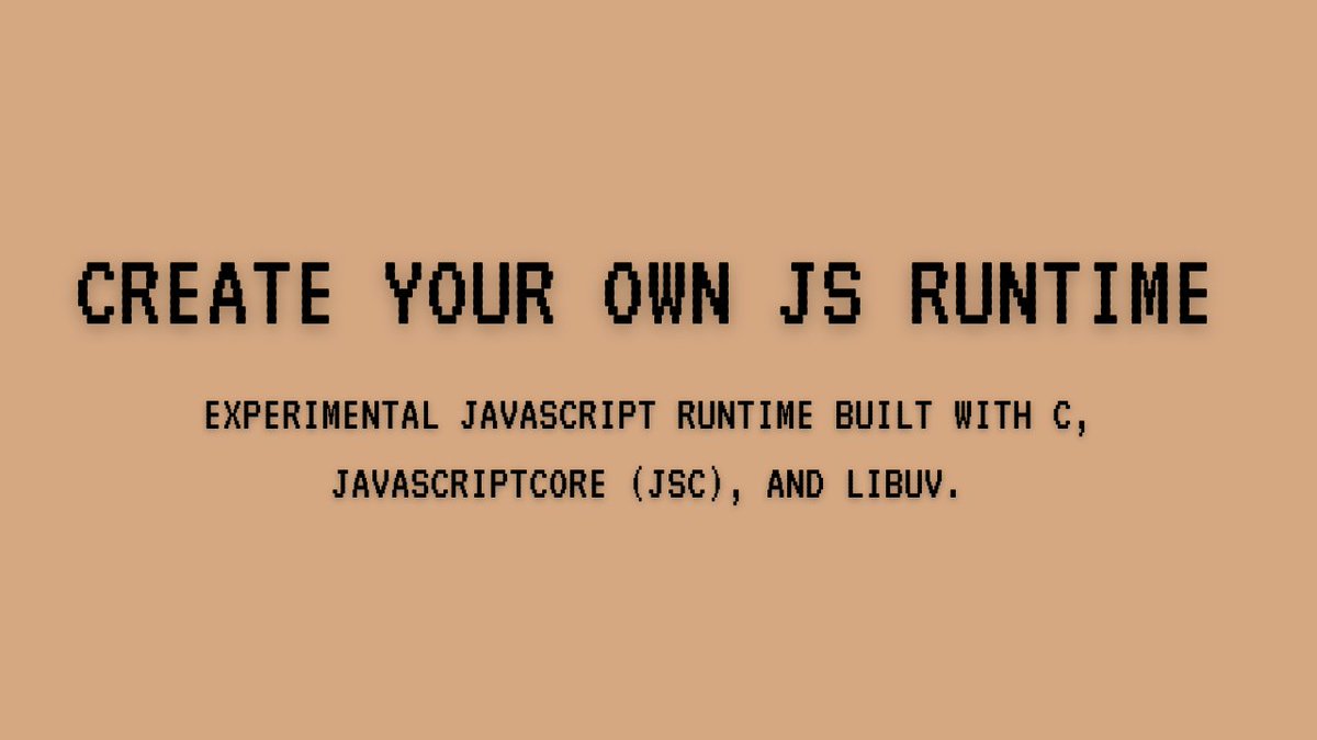 _trish_xD's tweet image. Built a JavaScript runtime in C to understand how Node.js, Bun & Deno actually work
Jade Runtime covers:
- JavaScriptCore engine integration
- libuv event loop architecture
- Native API bindings - Async I/O implementation