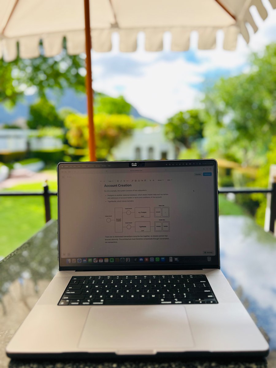DominikTornow's tweet image. From brainstorming transactional applications with the @TigerBeetleDB team to drafting blog posts with Table Mountain as backdrop

Cape Town is a whole vibe