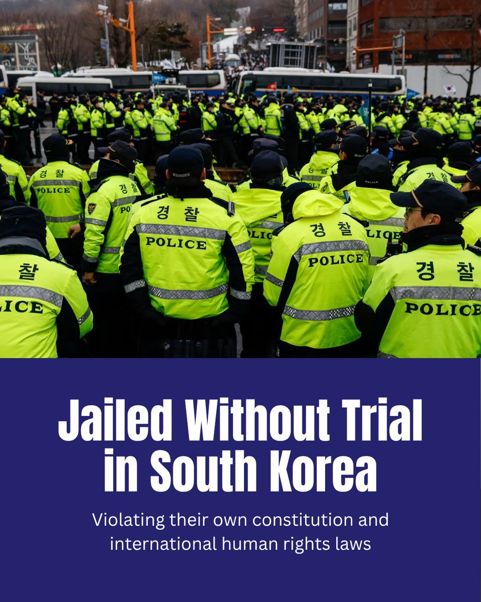 🚨South Korea is flagrantly shredding international human rights law RIGHT NOW through weaponized pretrial detention—holding people indefinitely without trials, denying life-saving medical care, and targeting faith leaders in a systematic catastrophe. 

This isn't justice; it's a