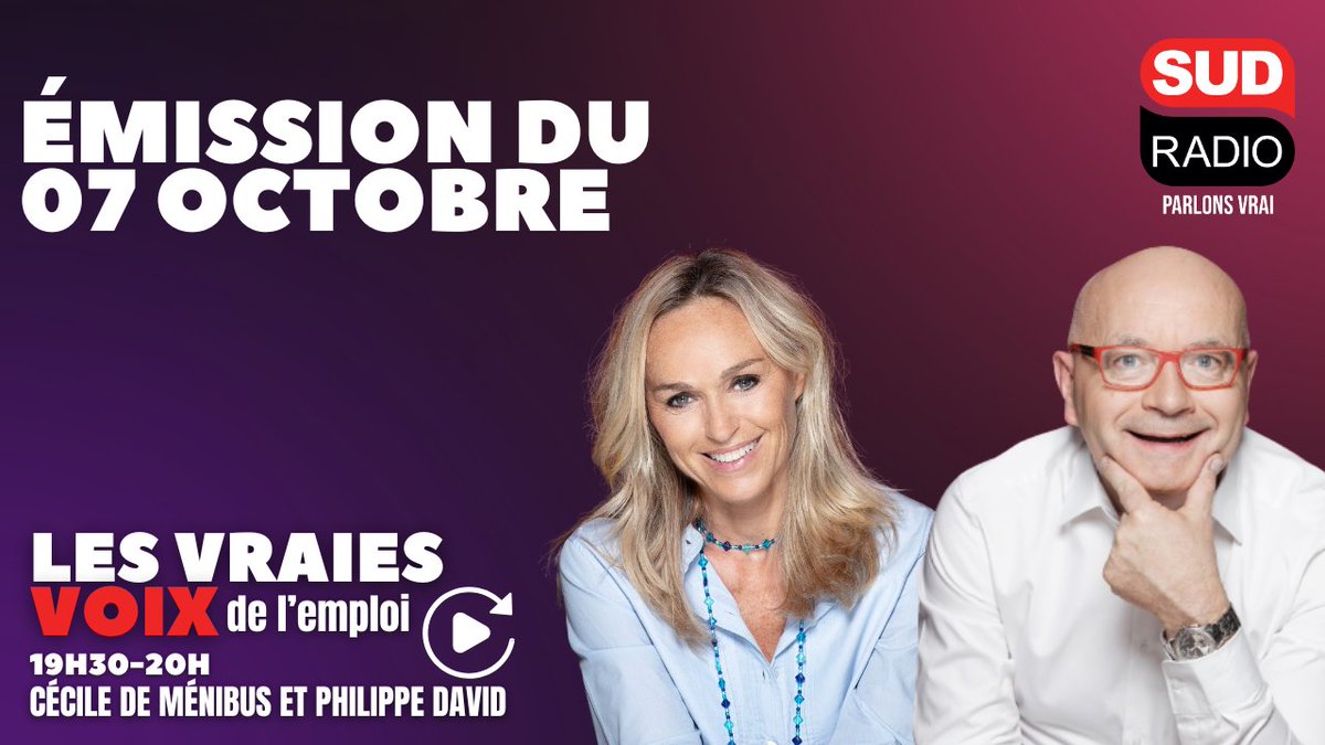 Vous avez manqué #LesVraiesVoixDelEmploi ? Retrouvez le replay de l'émission du 07/10 en intégralité, avec <a href="/ChrisDebien/">Christophe Debien</a> et Yves Chardard (SUBSEA TECH) au micro de <a href="/cecile2menibus/">Cécile Hellouin de Ménibus ♕</a> et de <a href="/PhDavidMtb/">Philippe DAVID⭐⭐</a> :

sudradio.fr/programme/les-…