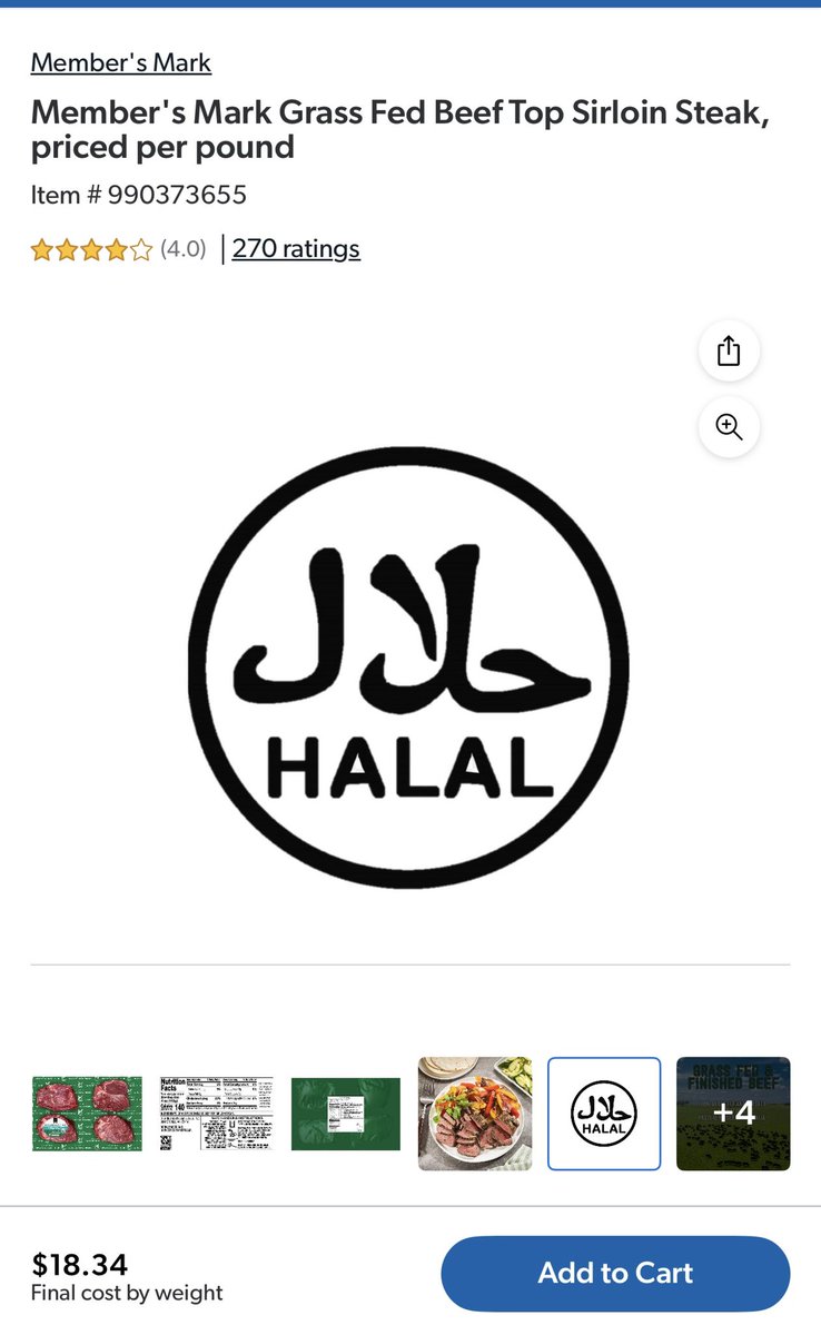 AlexisMadeNew's tweet photo. @AprilSpark1890 Sam’s Club also sells steaks that are Halal. I noticed this a few months back. I refuse to buy their meat as a Christian. @SamsClub @PBDsPodcast https://t.co/MmTDHhsARG