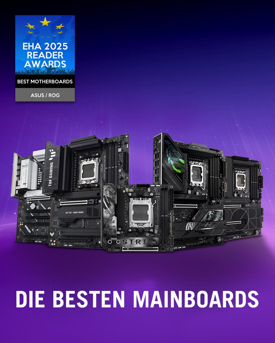 🏆 Unsere Mainboards wurden von der European Hardware Association mit dem Titel "Best Motherboards" ausgezeichnet!⁣
⁣
🫶 Außerdem konnten wir dank euch weitere ⁣Auszeichnungen abräumen: Beste Grafikkarten⁣, Gaming-Monitore⁣, tragbare Monitore⁣ und Desktop-Gaming-PCs⁣!