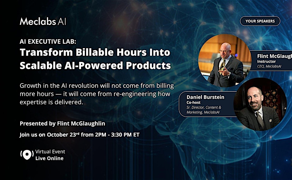 Daniel Burstein (@danielburstein) on Twitter photo AI Executive Lab: Transform billable hours into AI-powered products
Join me and Flint McGlaughlin on October 23 at 2 pm EDT for this interactive online session from <a href="/MECLABS/">MECLABS</a> AI.
eventbrite.com/e/ai-executive… AI Executive Lab: Transform billable hours into AI-powered products
Join me and Flint McGlaughlin on October 23 at 2 pm EDT for this interactive online session from <a href="/MECLABS/">MECLABS</a> AI.
eventbrite.com/e/ai-executive…