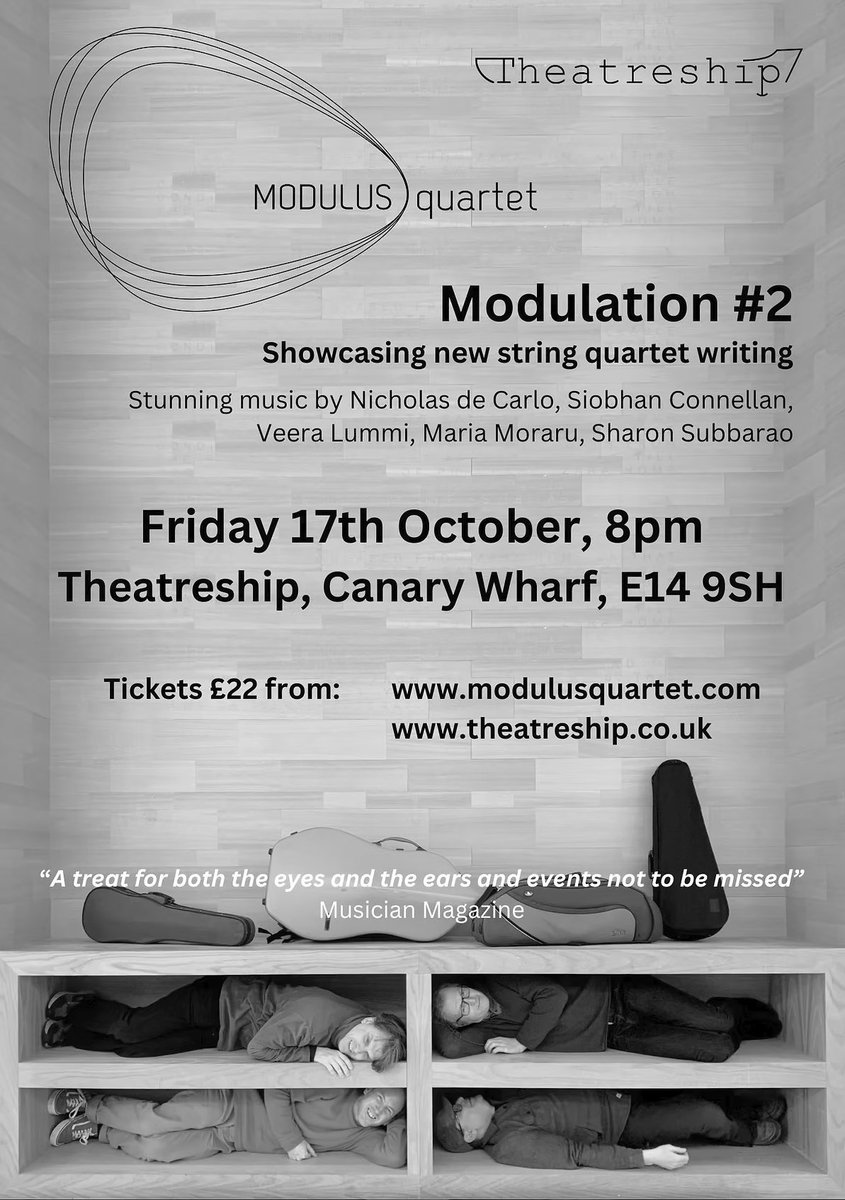 This Friday Modulus Quartet will be performing new works by living composers <a href="/theatreship/">Theatreship</a> 8pm Tickets below! 

eventbrite.co.uk/e/guest-event-…