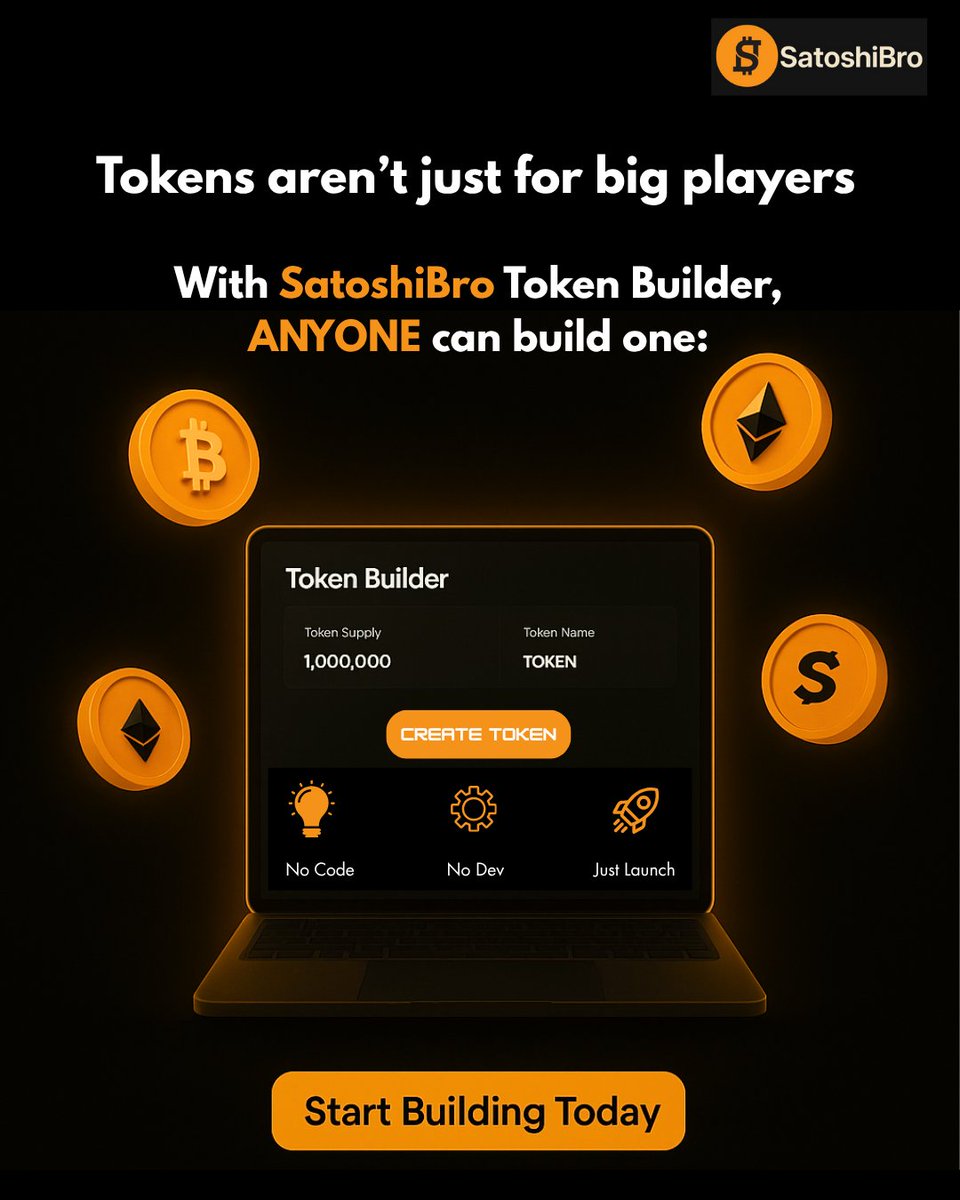 bro_satoshi's tweet image. Tokens aren’t just for whales 🐋 or devs 👨‍💻

With SatoshiBro Token Builder, anyone can create one in minutes:

⚙️ No Code
💻 No Dev
🚀 Just Results
👉 Join the waitlist: shorturl.at/Uk8gr

#Crypto  #Satoshibro