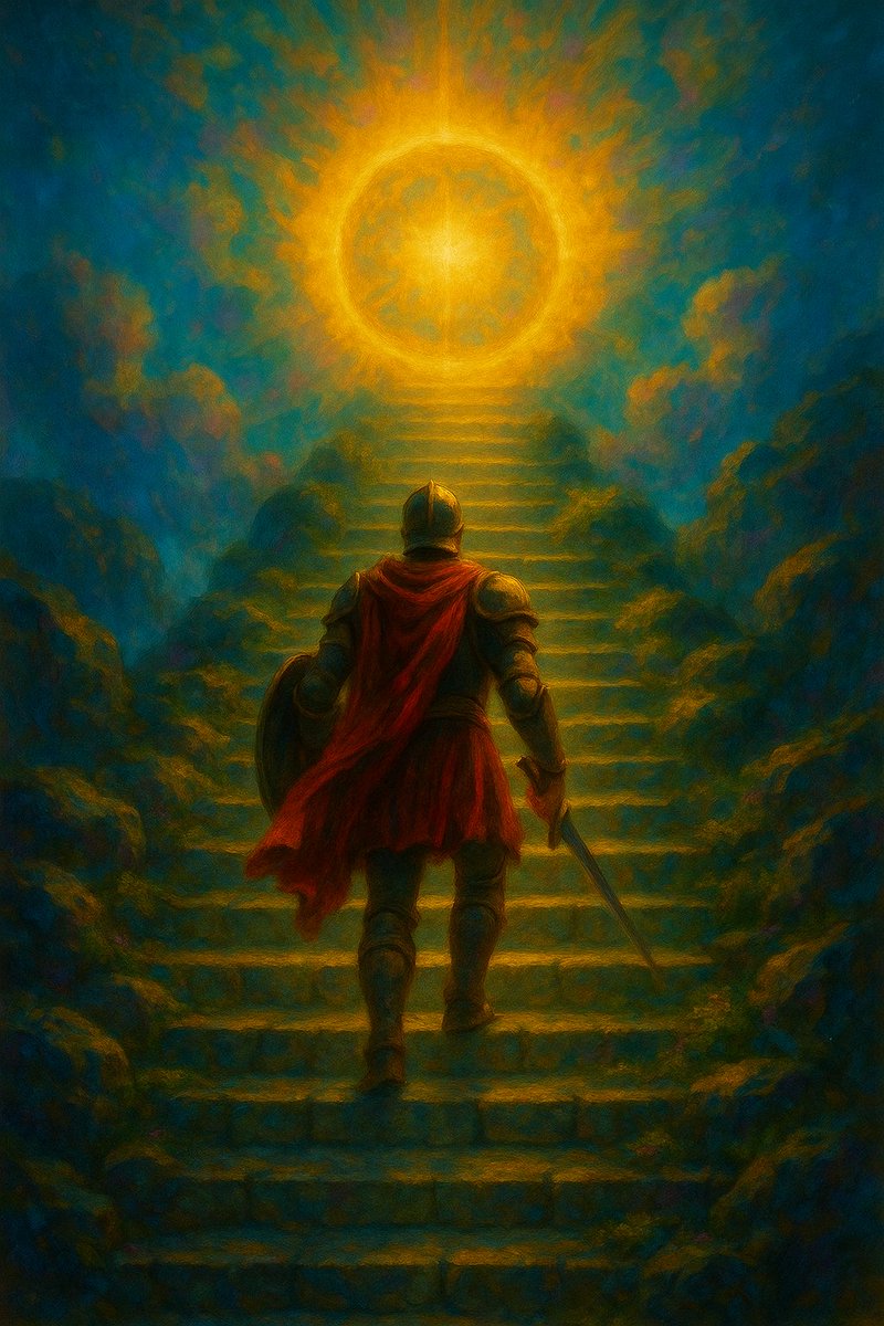The Light met me not with thunder, but with stillness. I climbed the final steps and understood, Luminar had never been above me, only waiting within.

#PulpFable #digitalartwork #fantasyart #art #digitalart
