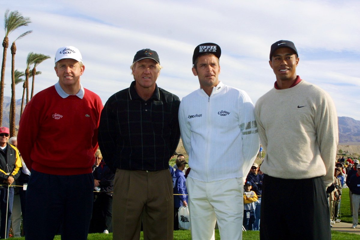 PGATOURSMartin's tweet image. An underrated highlight of every @the_skins_game is the pre-round photo. Heavy on nostalgia if you’re of a certain age. 

The 1996 lineup was an all-timer. Tiger playing months after turning pro. Watson had won Memorial that year at 46. Daly was a year removed from winning The…