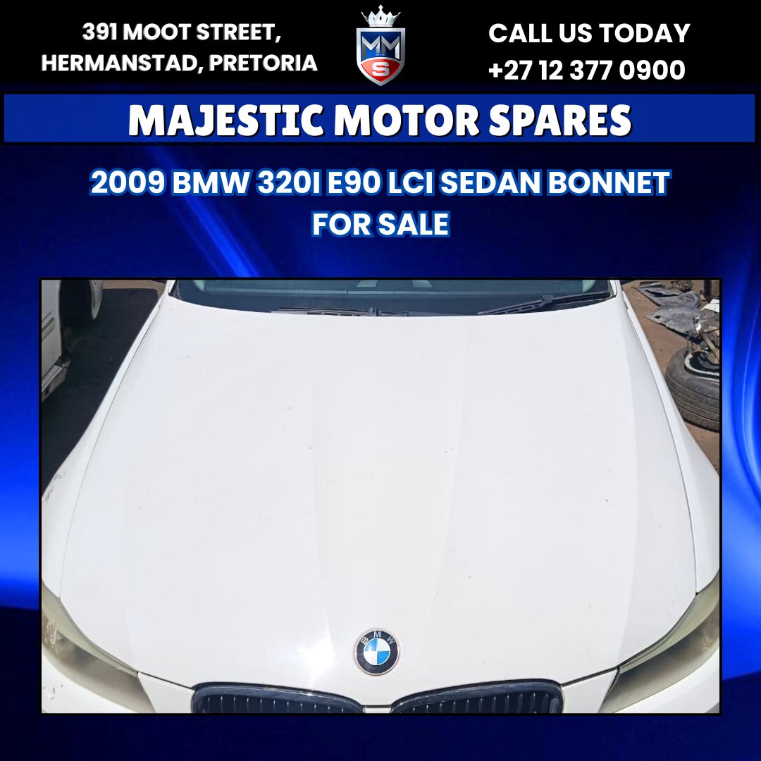 SpareMotor's tweet image. 2009 BMW 320i E90 LCI Sedan Bonnet for Sale
#BMW320i #BMWE90 #BMWBonnet #BMWParts #UsedBMWParts #BMWLCI #BodyParts #BMWSpareParts
View online: majesticmotorspares.co.za/product/bmw-e9…