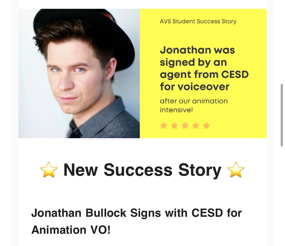 JonDavidTalent's tweet photo. Site I took an agency class through featured me :) https://t.co/FrAVeB4tca