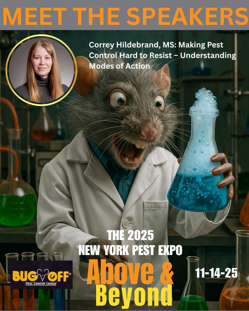 BugOffPest's tweet image. You can’t manage resistance if you don’t understand modes of action. Follow the science w/ Correy Hildebrand, MS, @ the 2025 #NewYorkPestExpo
 If you’re a Pest Pro –THIS IS YOUR BIG SHOW!
tinyurl.com/ms5sxfye
#BugOff #PestControlExperts #pestmanagement #ResistanceManagement