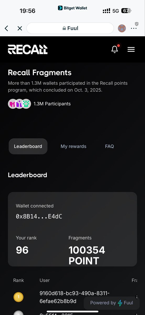 My wallet is 0x8B147C4dB4e2616C0bAcfb29F5C61589BC0dE4dC 

I was ranked 96th in Recall , why am I not eligible? I have my own community on telegram and post a lot about the Recall project telgeram
<a href="/recallnet/">Recall</a>
I only use one account because I have a community t.me/Van0nguyen/156…
