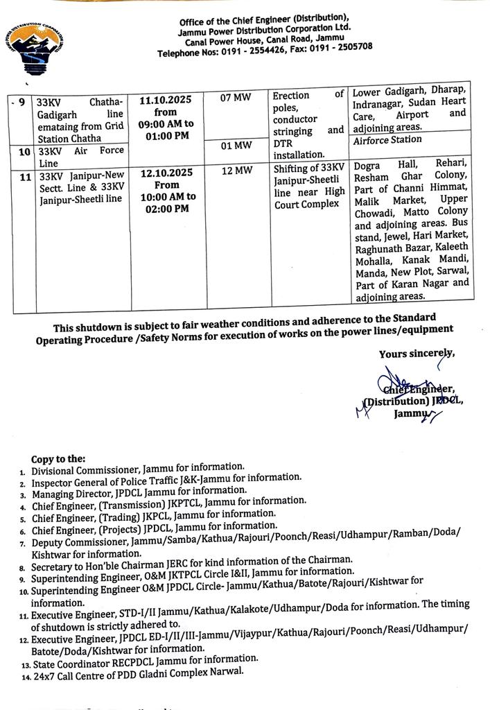 Jammu Power DISCOM (@jpdclofficial) on Twitter photo Shutdown Notice!
<a href="/CM_JnK/">Office of Chief Minister, J&K</a> <a href="/diprjk/">Information & PR, J&K</a> <a href="/ddnews_jammu/">DD NEWS JAMMU | डीडी न्यूज़ जम्मू</a> <a href="/radionews_jammu/">Akashvani News Jammu</a> <a href="/DailyExcelsior1/">Daily Excelsior</a> <a href="/State_Times/">State Times</a> 
<a href="/Divcomjammu/">Divisional Commissioner Jammu</a> <a href="/JAMMULINKS/">JAMMU LINKS NEWS</a> <a href="/CrossTownNews/">Cross Town News</a> <a href="/dmjammuofficial/">District Magistrate, Jammu</a> <a href="/districtadmkat1/">DC Kathua</a> <a href="/dcdodaofficial/">Deputy Commissioner Doda</a> <a href="/HimalayanMailJK/">Himalayan Mail</a> <a href="/NewspointjK/">newspointJ&K</a> <a href="/NewsNowJK/">The News Now</a> <a href="/EDKathuaJPDCL/">Executive Engineer JPDCL ED-Kathua</a> <a href="/XenDodaJPDCL/">XEN Electric Division JPDCL Doda</a> <a href="/ED3JPDCL/">Electric Division-III, JPDCL</a> <a href="/XENJPDCLEDII/">Executive Engineer Electric Division-II, JPDCL</a> Shutdown Notice!
<a href="/CM_JnK/">Office of Chief Minister, J&K</a> <a href="/diprjk/">Information & PR, J&K</a> <a href="/ddnews_jammu/">DD NEWS JAMMU | डीडी न्यूज़ जम्मू</a> <a href="/radionews_jammu/">Akashvani News Jammu</a> <a href="/DailyExcelsior1/">Daily Excelsior</a> <a href="/State_Times/">State Times</a> 
<a href="/Divcomjammu/">Divisional Commissioner Jammu</a> <a href="/JAMMULINKS/">JAMMU LINKS NEWS</a> <a href="/CrossTownNews/">Cross Town News</a> <a href="/dmjammuofficial/">District Magistrate, Jammu</a> <a href="/districtadmkat1/">DC Kathua</a> <a href="/dcdodaofficial/">Deputy Commissioner Doda</a> <a href="/HimalayanMailJK/">Himalayan Mail</a> <a href="/NewspointjK/">newspointJ&K</a> <a href="/NewsNowJK/">The News Now</a> <a href="/EDKathuaJPDCL/">Executive Engineer JPDCL ED-Kathua</a> <a href="/XenDodaJPDCL/">XEN Electric Division JPDCL Doda</a> <a href="/ED3JPDCL/">Electric Division-III, JPDCL</a> <a href="/XENJPDCLEDII/">Executive Engineer Electric Division-II, JPDCL</a>