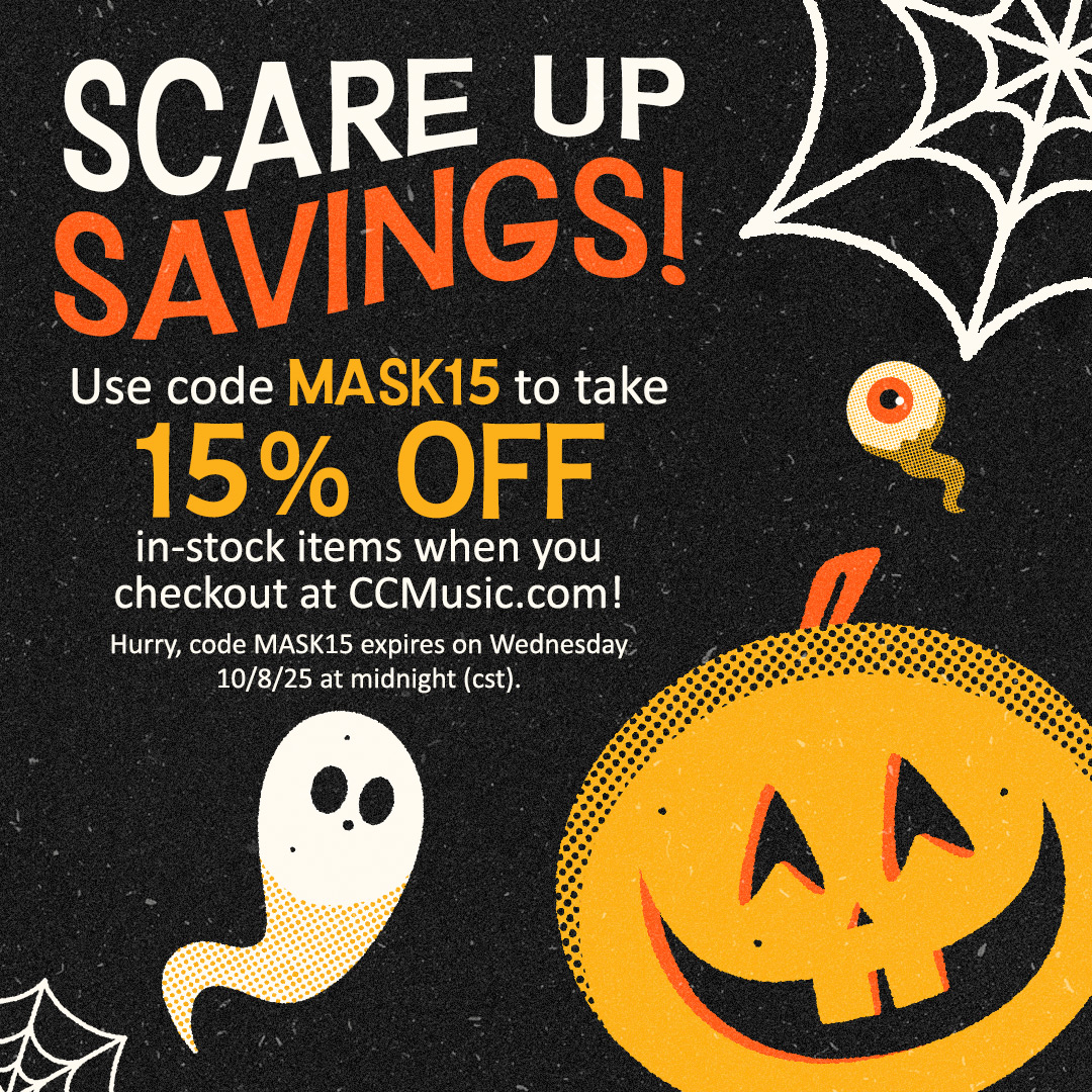 CCMusicdotcom's tweet image. FLASH COUPON! Take an extra 15% OFF everything we have in-stock site-wide at CCMusic.com.  Use code MASK15 when you checkout now! 

Hurry! Code expires on October 8th at midnight (cst). 15% savings applies to in-stock items only. May not be combined with other offers.