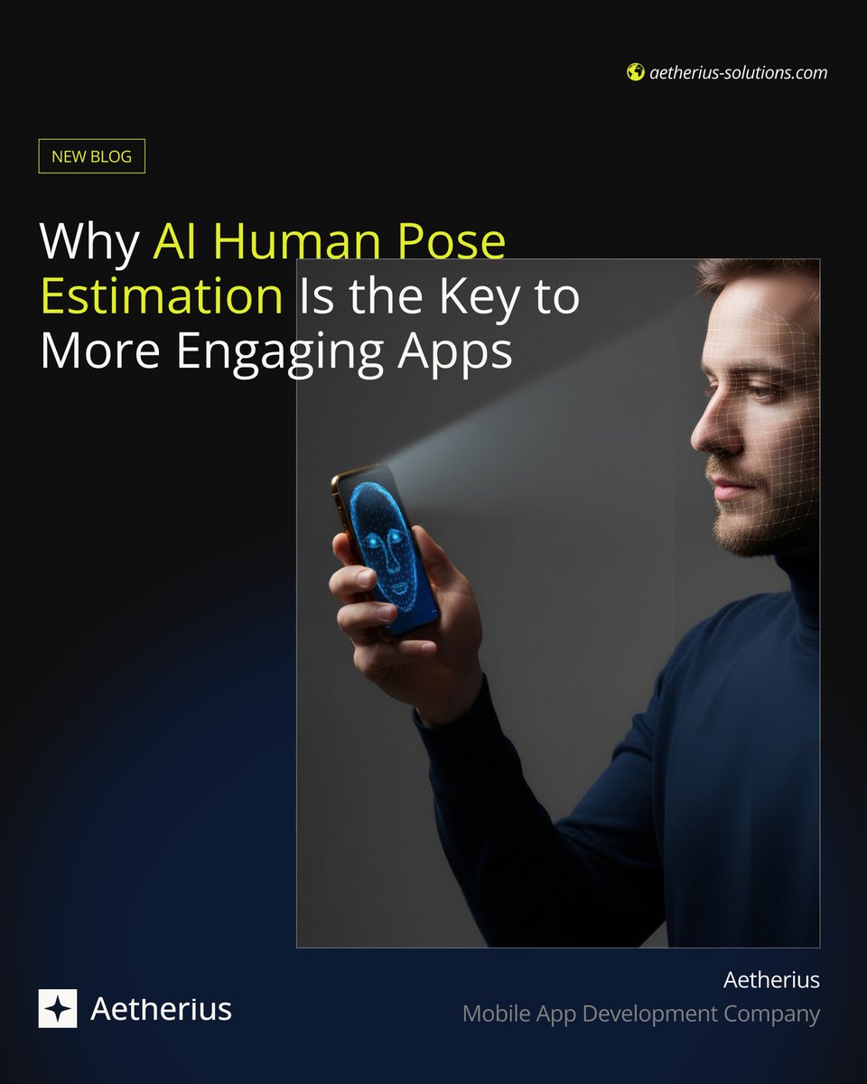 AetheriusTech's tweet photo. AI Human Pose Estimation is a technology that enables your app to understand human movements in real time 🤯

 Want to learn more about AI Human Pose Estimation in mobile app development?  

Check out our blog here👉  https://t.co/tZdrX9EJwH 

#AI #MobileApp #MobileAppDevelopment https://t.co/EVJw6GoMhR