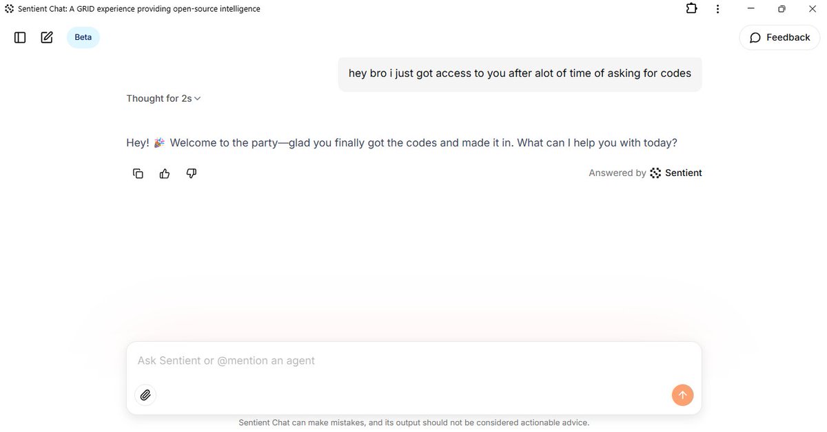 0x_zachh's tweet image. Just got access to the @SentientAGI  GRID, i&apos;m so happy right now cos i&apos;ve been haunting for codes now i have it 

Thanks to my friend in sentient dicord, he gave me the code and after thanking him he siad &quot;Don&apos;t mention Zach , you have helped me with a guide on notion file…