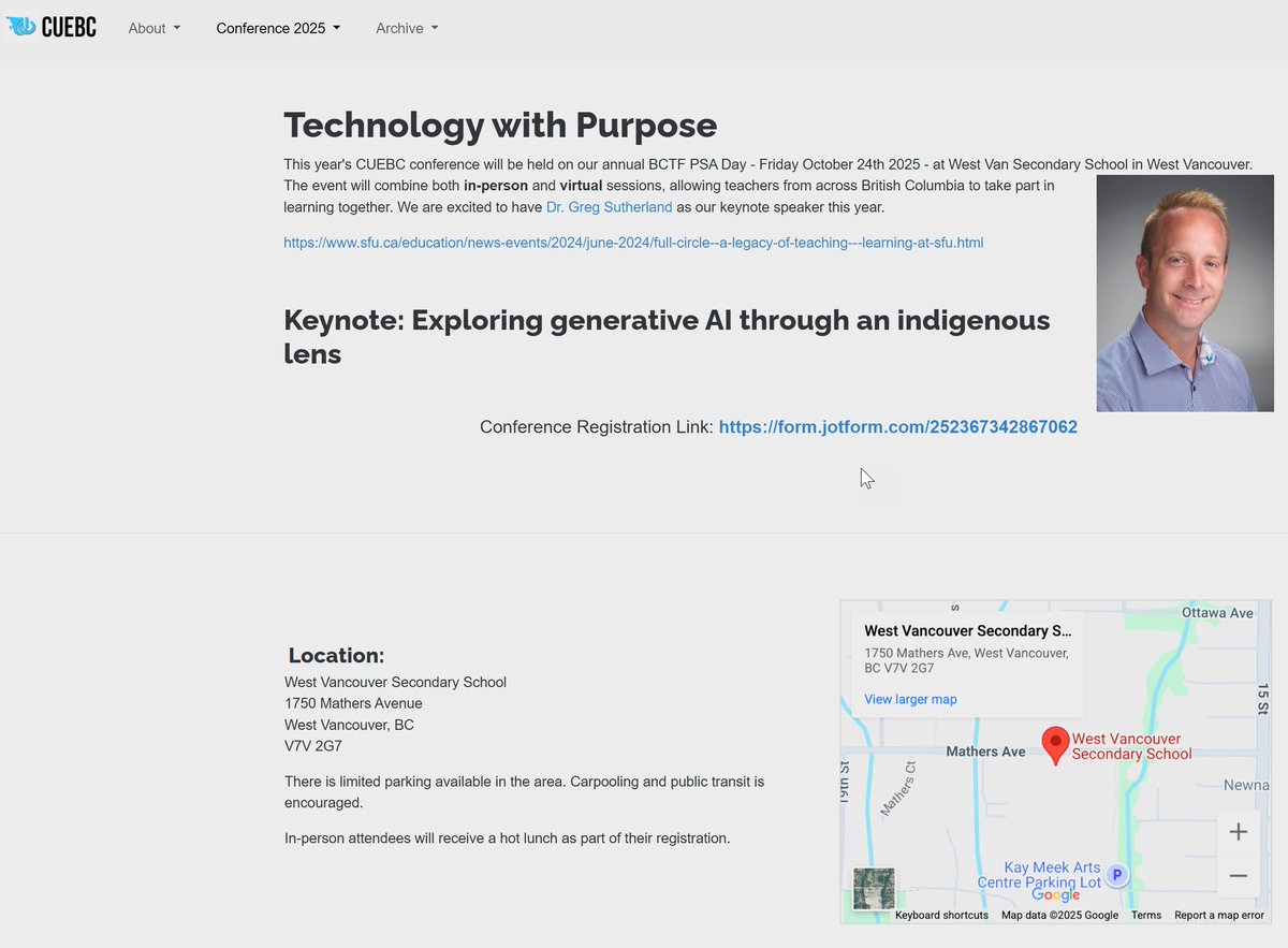 CUEBC's tweet image. "Technology with Purpose" Conference October 24 PSA Day in West Vancouver. Great Sessions, great food, great folks. Come spend the day with your colleagues. #BCED #BCTF @CUEBC Reg: cuebc.ca