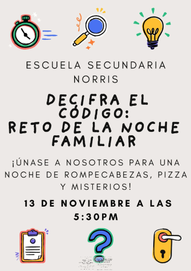 OPS_Norris's tweet image. Mark your calendar for the Norris &quot;Crack the Code&quot; Title I Family Night on November 13th from 5:30-7:00.  #ProblemSolvingFun #RedbirdFamilyFun