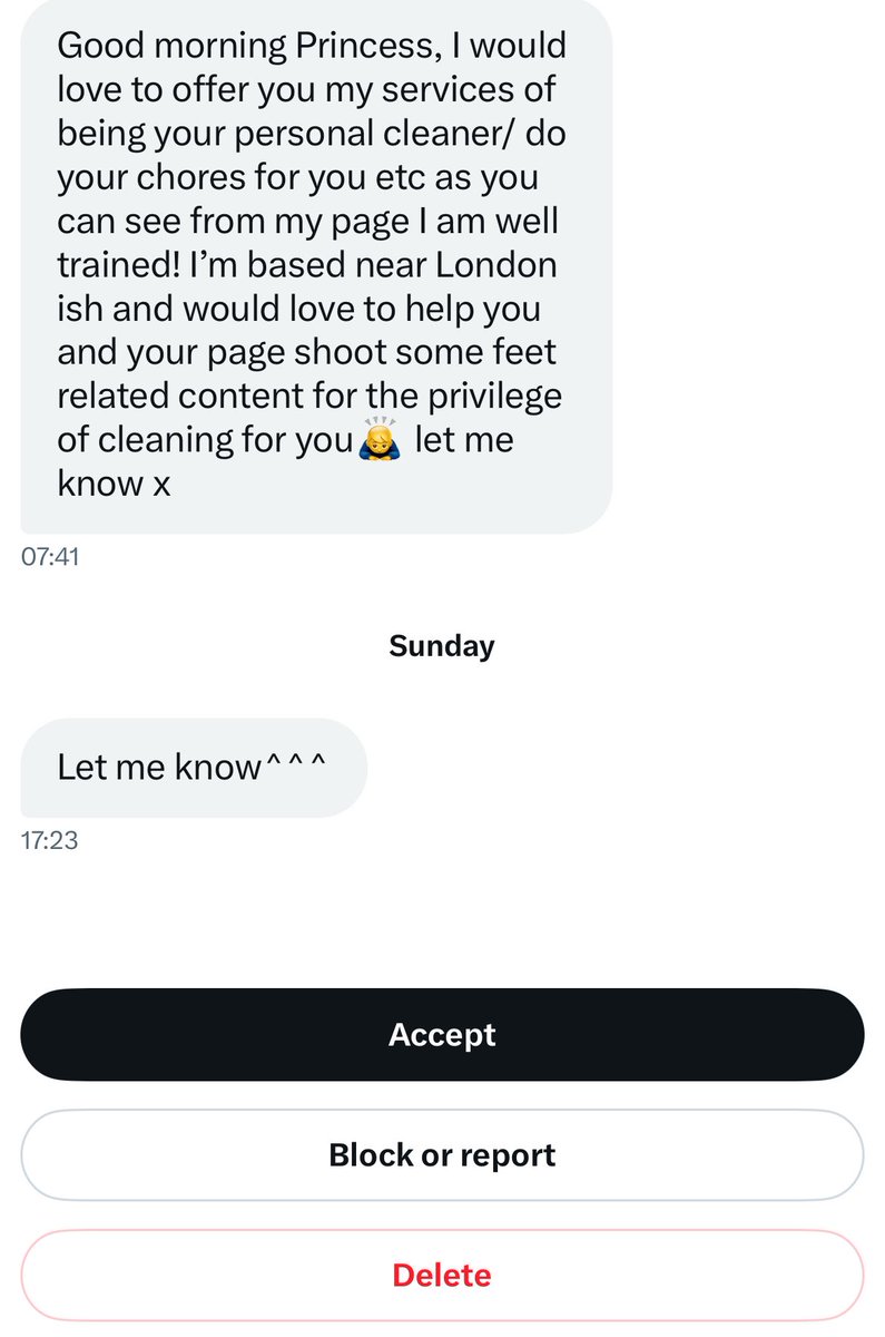 How to NOT approach a Domme
Lesson 4

1. “Good morning Princess” - finally got the title right… after sending Me a novel of nonsense. Progress is slow with one and a half of brain cells sweetie I know

2. Offering to clean My apartment and photograph My feet for your own