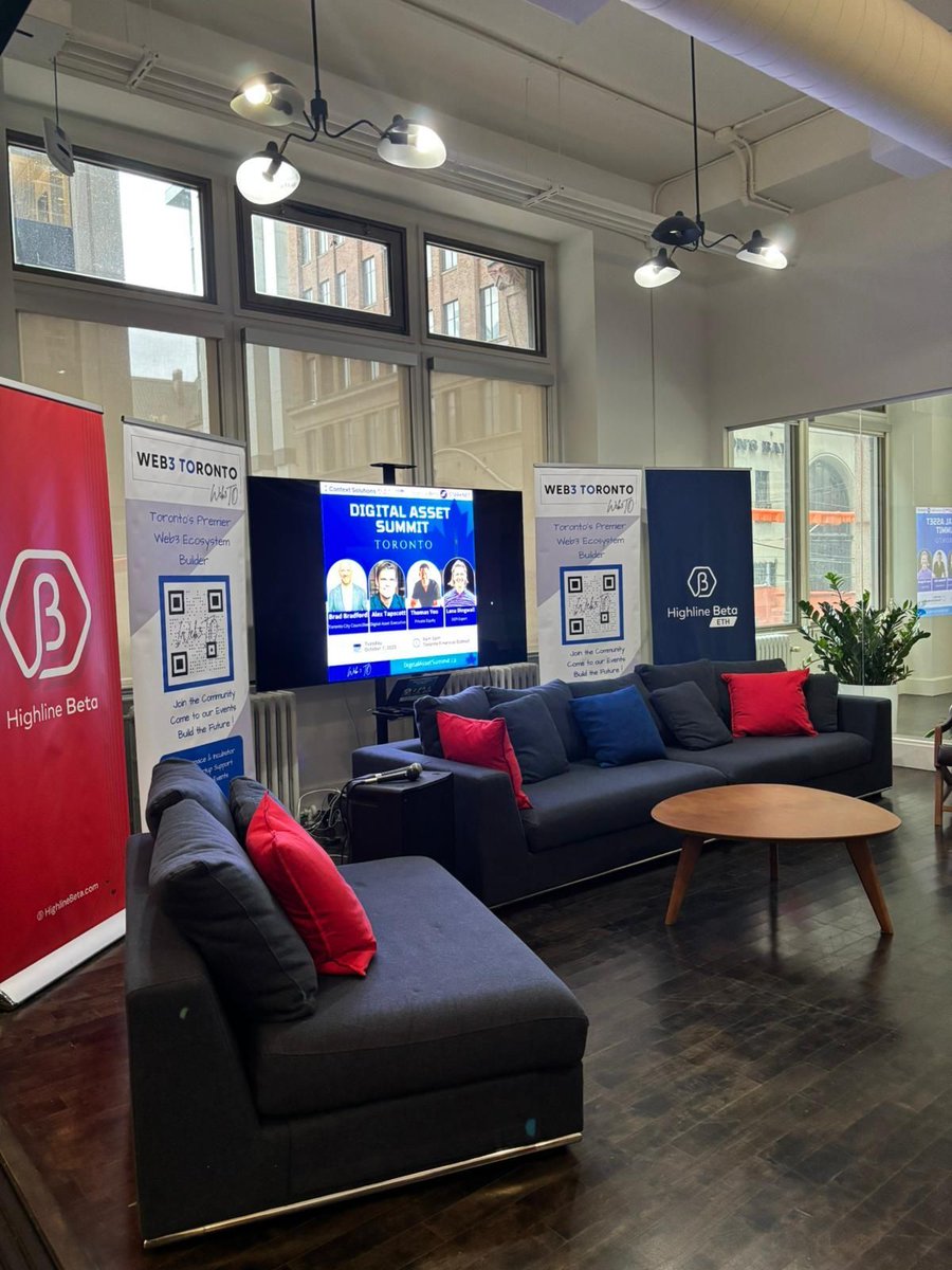 Web3To's tweet image. 🚀 Doors are open at Digital Asset Summit Toronto — keynotes start at 10AM!
🎙 Brad Bradford (Toronto City Councillor)
📘 Alex Tapscott (Author & Capital Markets Leader)
📍 Highline Beta – 372 Bay St, 2nd Floor
Head up the stairs by the entrance — see you soon! ⚡