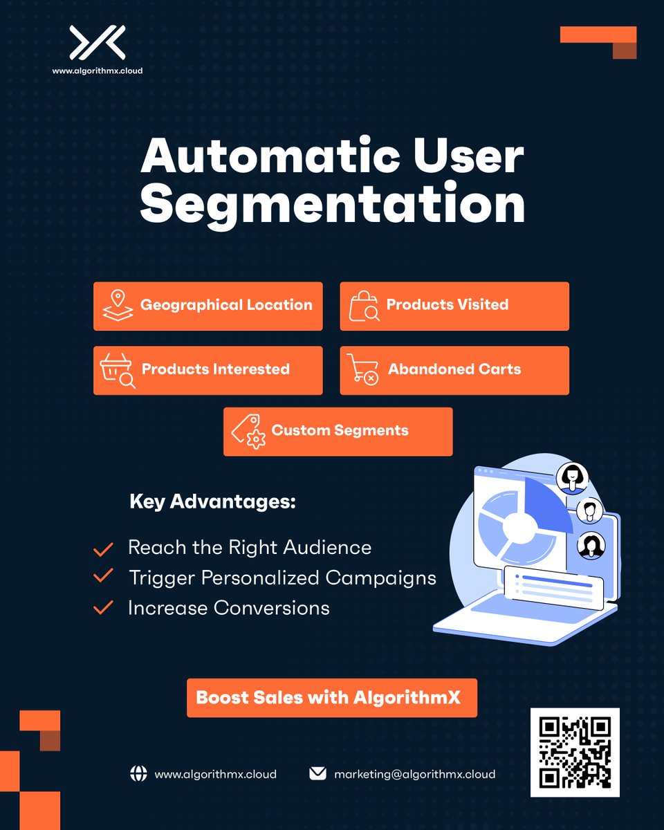 AlgorithmXcloud's tweet image. Ecommerce growth is no longer about sending more messages. It’s about sending the right message to the right user at the right time. AlgorithmX combines Omnichannel Messaging, Automatic Segmentation and Product Recommendations to help brands convert traffic into loyal customers.