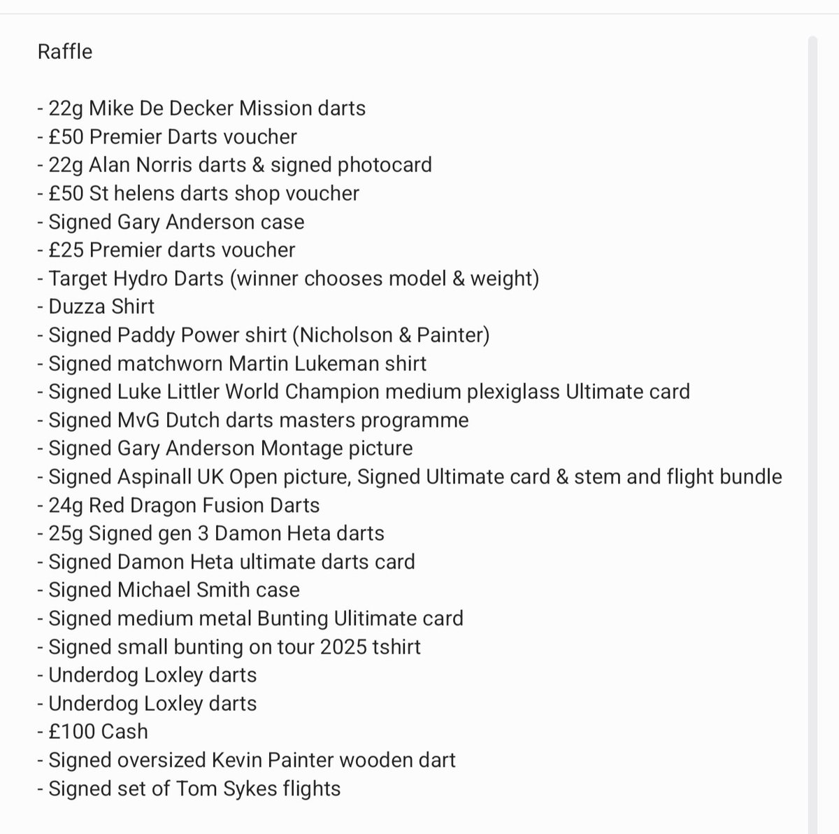 🚨🚨 Current updated list of prizes as we stand 🚨🚨

🎯 Draw closes 4pm this friday 🎯

Please RT ❤️
