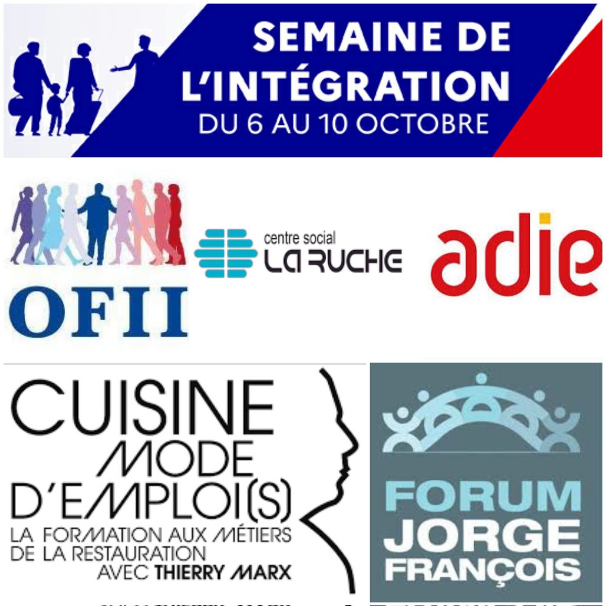 #SemaineIntegration 
Pour cette 5e édition <a href="/OFII_Nice/">OFII NICE</a> et ses partenaires sont au RDV avec : 
- 1 action solidaire avec Forum Jorge François 
- 1 atelier "j'entreprends" avec <a href="/Adieorg/">Association Adie</a> 
- 1 atelier partagé au centre <a href="/lasemeusenice/">La Semeuse</a> 
- 1 atelier cuisine à <a href="/CuisineMEmplois/">CuisineModeDemplois</a>

<a href="/prefet06/">Préfet des Alpes-Maritimes🇫🇷</a>