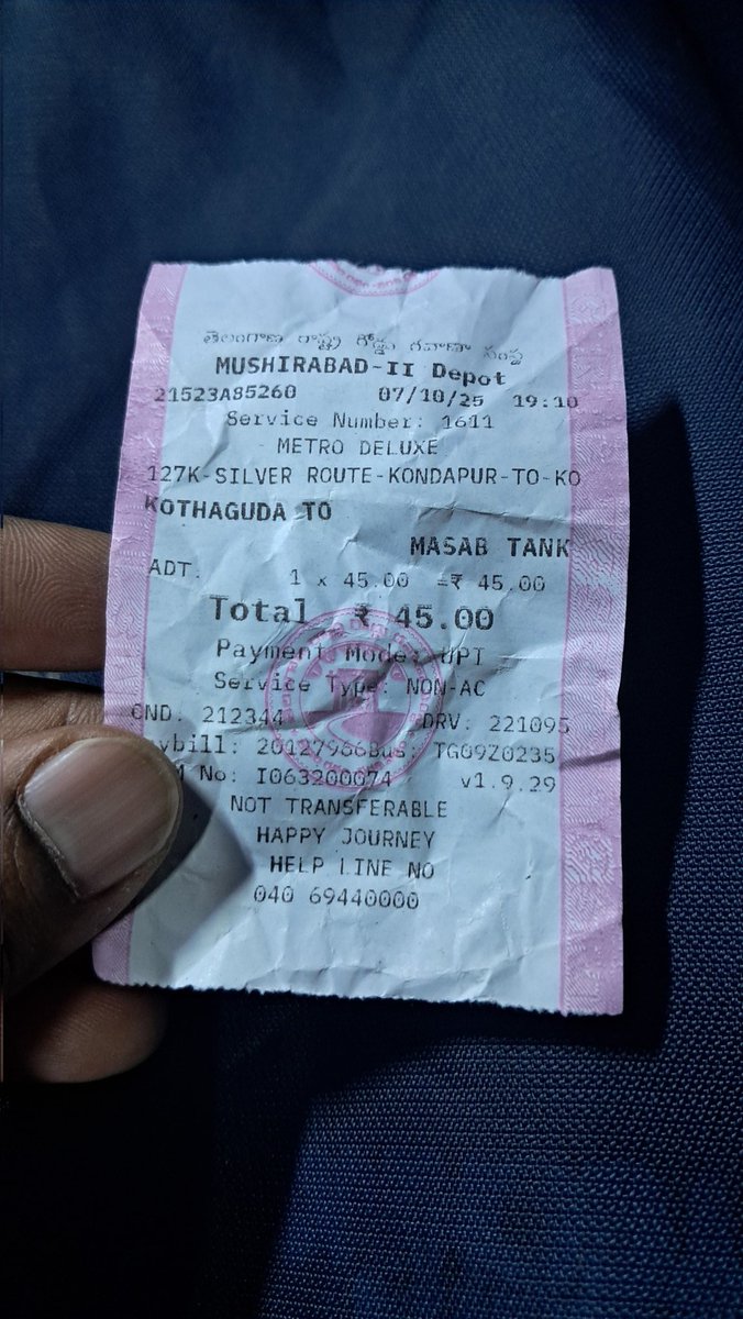 visual70911's tweet image. So the TSRTC just silently increased the bus fare from ₹35 to ₹45 for the same route 😡
Ladies travel free, but for us gents — one more burden! Everyday commuters are paying the price for poor planning.@TSRTConline why always target working men? 
#Hyderabad #TSRTC #BusFareHike
