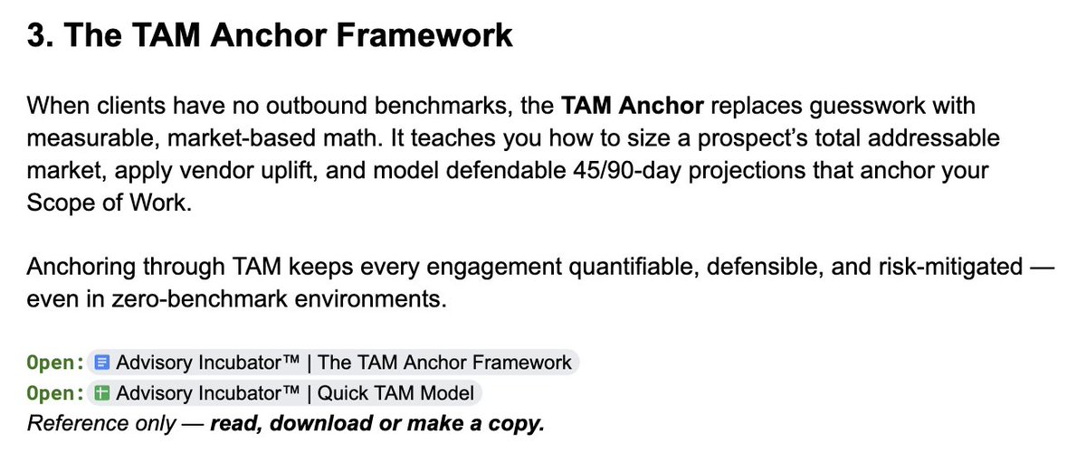 termsheetinator's tweet image. &quot;Don&apos;t give this away on X&quot; is what I was told...

39 Pages of Info + a Quick TAM Model will change your entire B2B scoping &amp;amp; sales process overnight if you sell outbound.

Follow Me + Like + RT &amp;amp; Comment &quot;TAM&quot;

I&apos;ll send you the most expensive Module in the Advisory Incubator™…