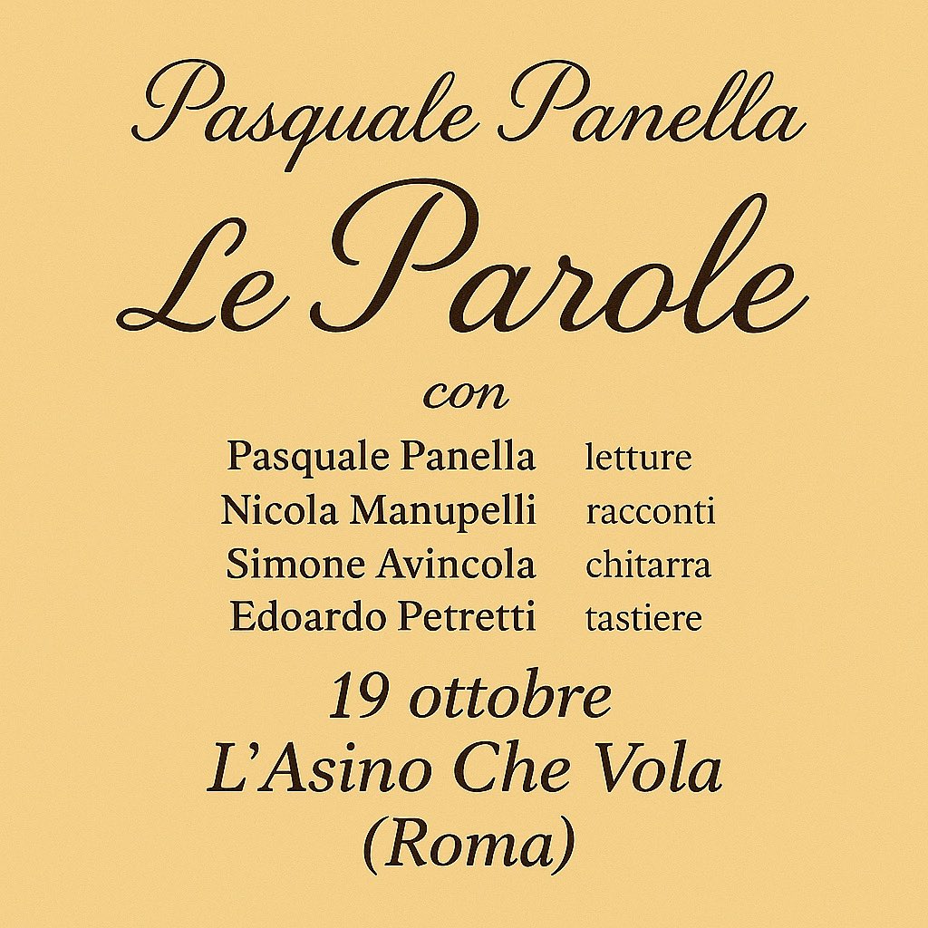 Ebbene sì! Pasquale Panella leggerà i testi delle canzoni che ha scritto per Battisti, Carella e molti altri artisti!

Una serata imperdibile di PAROLE…

📍 Via Antonio Coppi 12

📞 06 78515 63

👨‍💻 lasinochevola.com

#pasqualepanella #luciobattisti #avincola #enzocarella