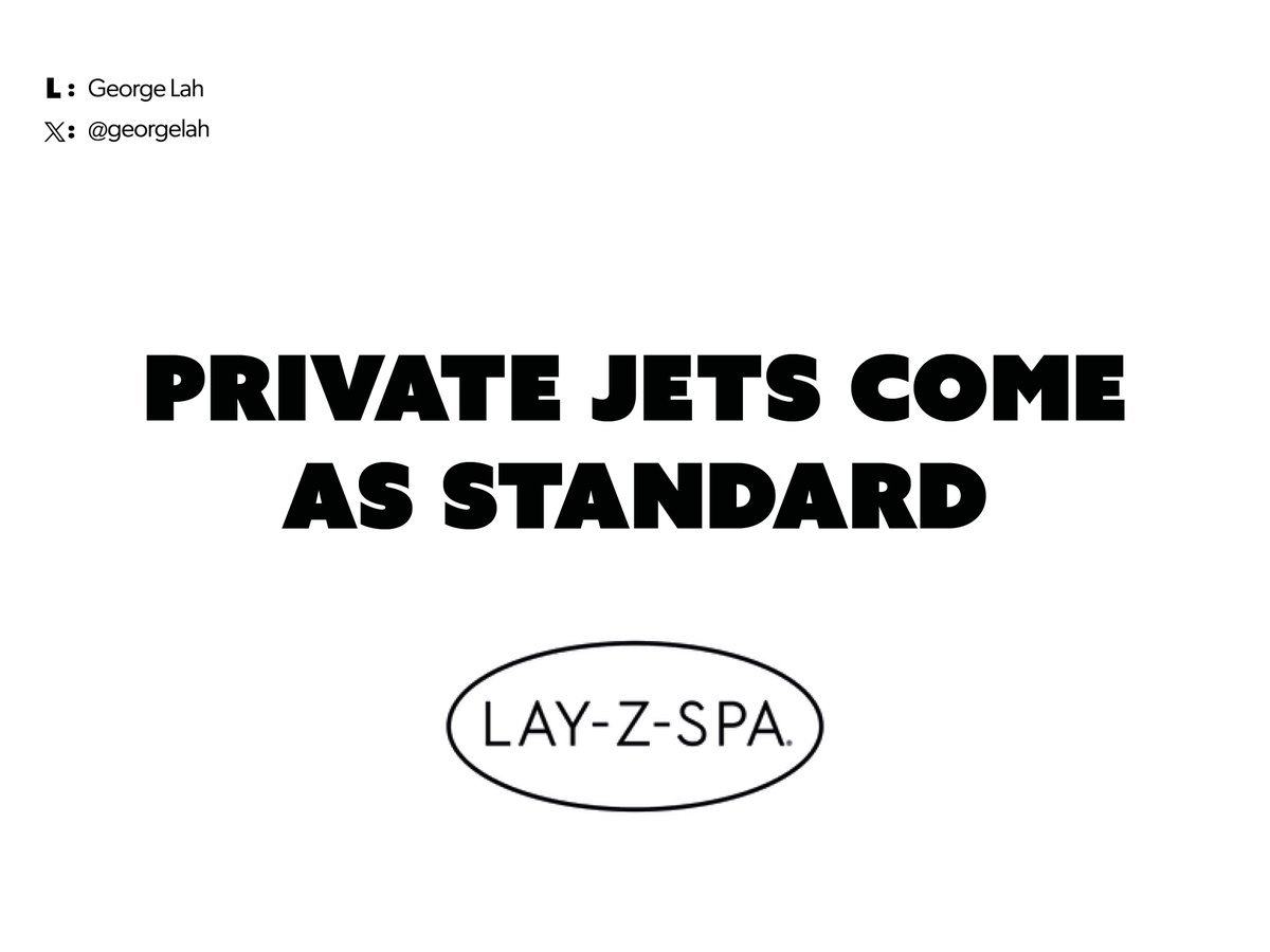 georgelah's tweet image. Private jets come as standard.

@OneMinuteBriefs - Brief of the Day: Create posters to advertise #Jacuzzis 🫧 🛁

@layzspa