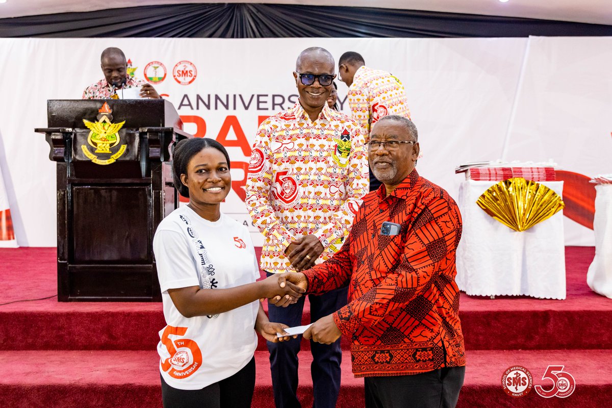Dr. (Med) Emmanuella Arhin was named the Overall Best Graduating Student, Class of 2025, at the SMS@50 Grand Durbar.

She received a $200 cash prize as part of the anniversary celebrations.

Dr. Arhin is an alumna of Wesley Girls’ High School, Cape Coast.

Congratulations 🎊