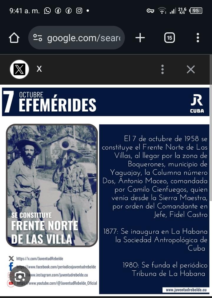 Desde el Centro Diagnóstico Integral Zona E, Diego Lenin Santana, estado Distrito Capital.
El Héroe de Yaguajay, sombrero alón, valor y patriotismo.
#CubaViveEnSuHistoria
<a href="/PartidoPCC/">Partido Comunista de Cuba</a> 
<a href="/cubacooperaven/">Brigada Médica Cubana en Venezuela</a> 
<a href="/DCMedicaDistrit/">Brigada Médica Cubana Distrito Capital</a> 
<a href="/cdi_diego/">CDI Diego Lenin Santana</a>