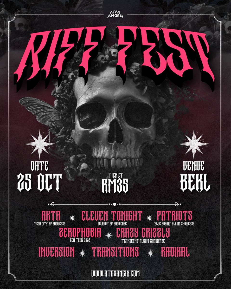 Our SEA Tour 2025 wraps up at Riff Fest 2025. Jumpa anda semua di BeKL pada 25 Oktober ini! Don’t miss it. Tickets on sale now! Ø

Ticket : atasangin.com/products/riff-…

#ZerophobiaSEATour2025