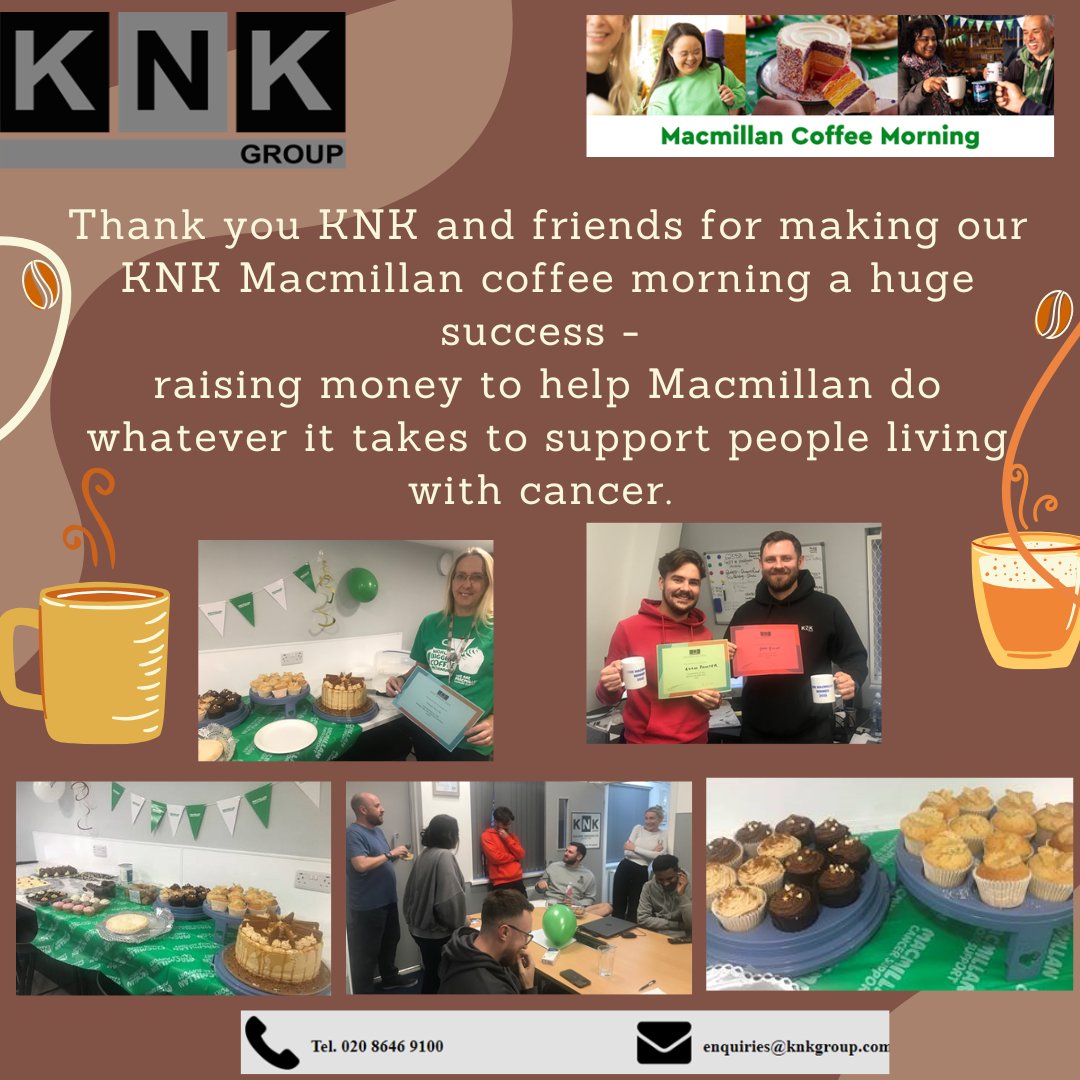 Thank you KNK and friends for joining us on our Coffee Morning to raise money for Macmillan to help people with cancer in the UK get the best care.
