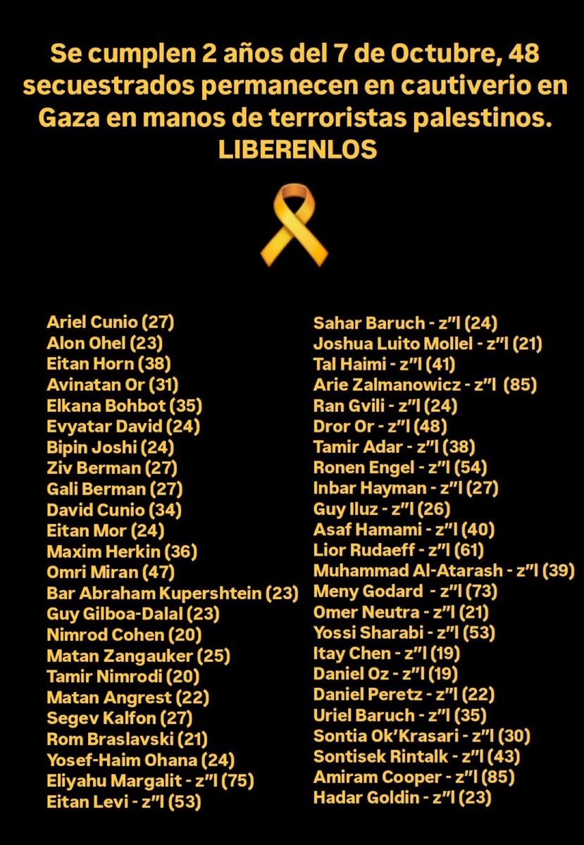 Hay 48 secuestrados entre ellos 3 argentinos! 
No podemos hacer silencio!