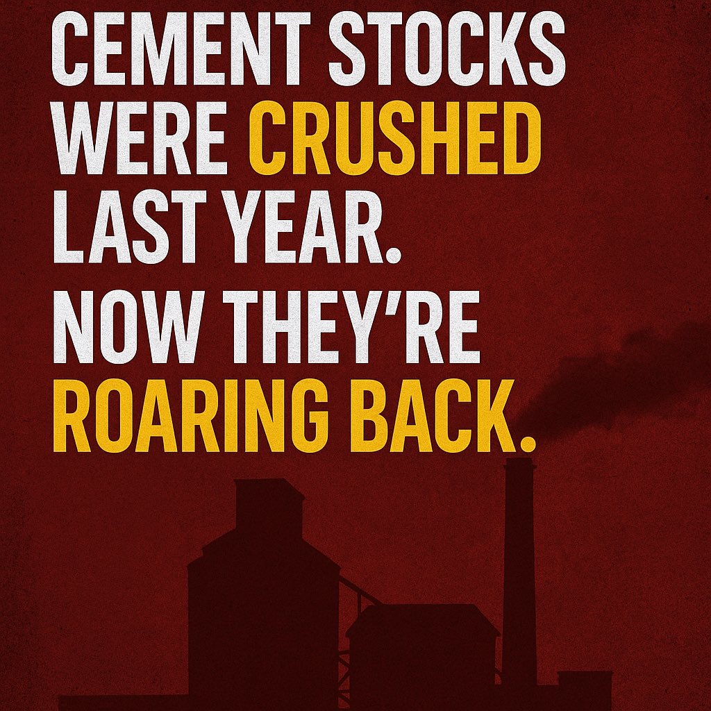 🧵 Cement stocks were crushed last year. Margins collapsed. Prices tanked.
Investors fled.

But now?
They are roaring back and Q2FY26 could mark the start of a new cycle.
Here’s the full story 👇