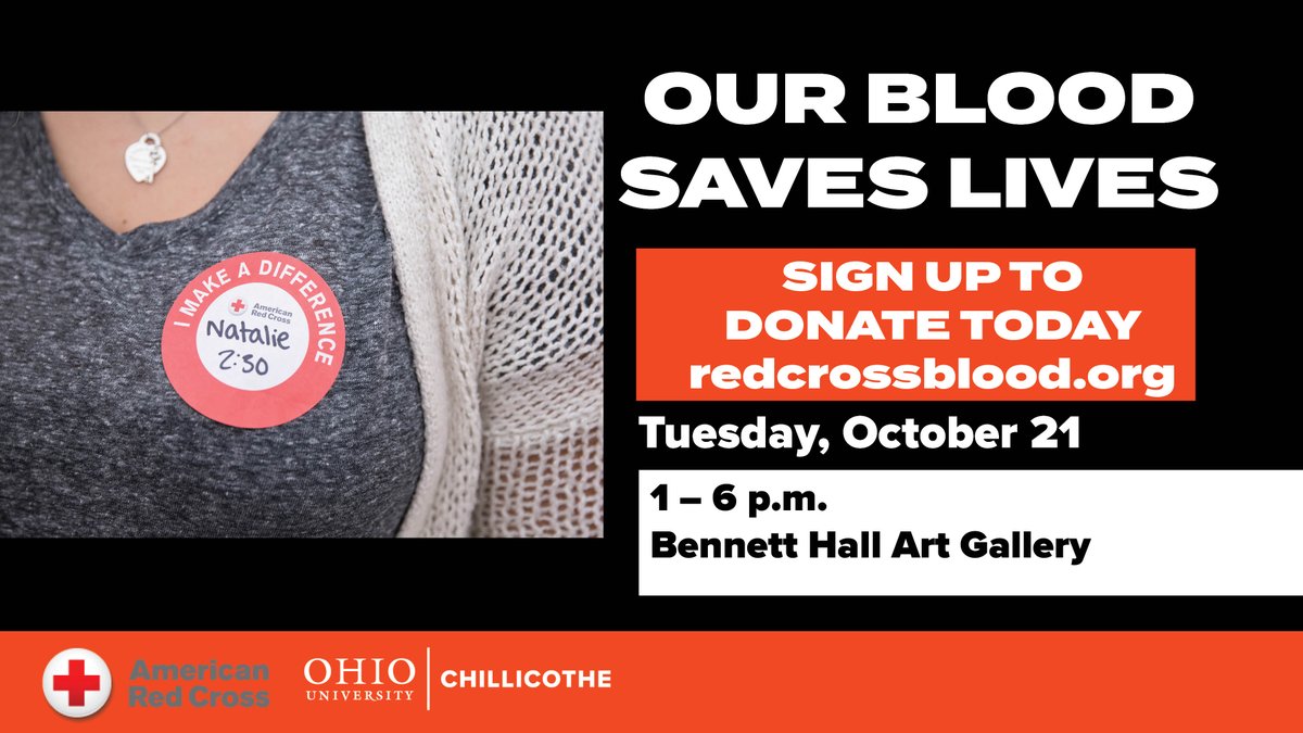 Be a Bobcat Blood Donor! Our next American Red Cross Blood Drive is scheduled for Tuesday, October 21, from 1:00 to 6:00 p.m. in the Bennett Hall Art Gallery. All blood types are critically needed. Sign up at rcblood.org/3PK4Txo.
#Givebloodsavelives