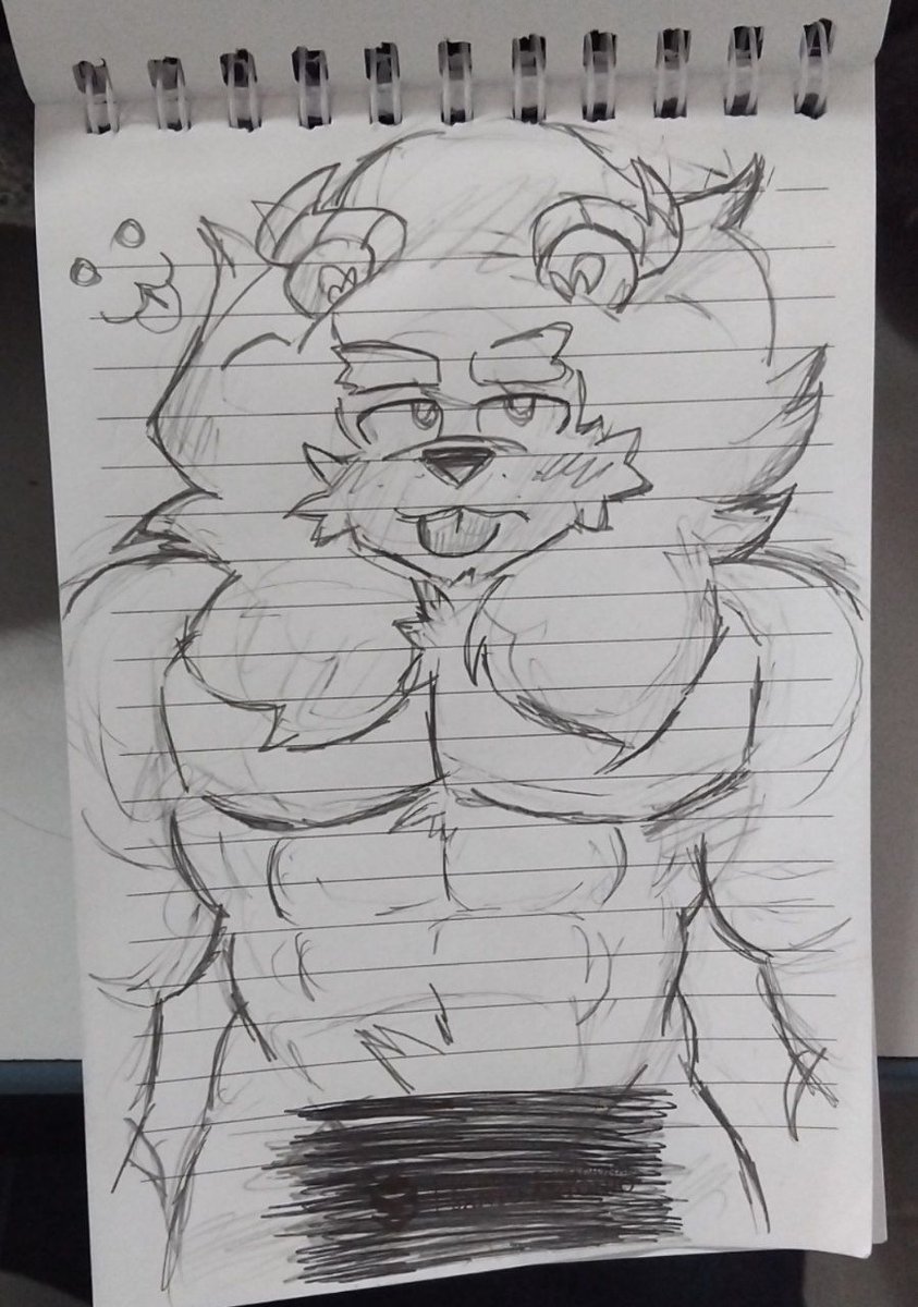 Siiimp_Arts's tweet image. I got bored on school and did this on my notepad. Hope u like it #bara #muscles #bara #furry #furrybara #pecs