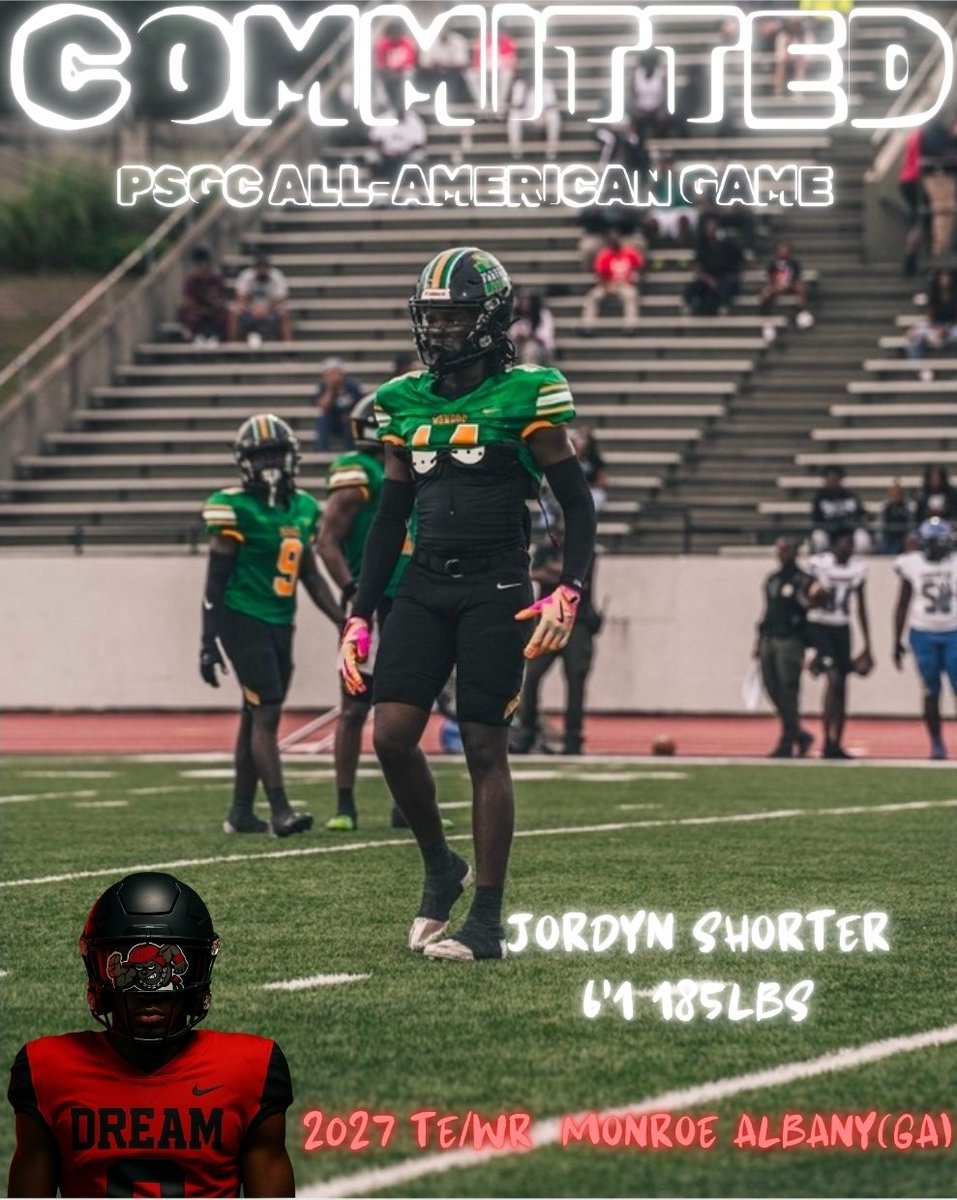 🆔️ <a href="/JordynShorter7/">Jordyn Shorter14</a> 
🔒<a href="/PSGC2024/">🍑Peach State Gridiron Classic All-American Game🍑</a> All-American Game 
🏈 TE/WR 
🏫 Monroe (Albany)
🇺🇸 Georgia