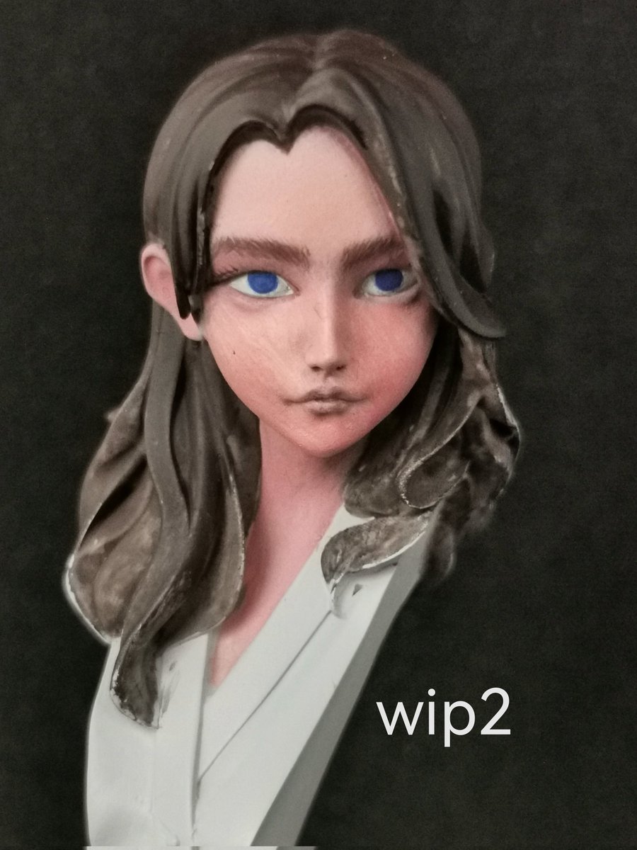 #左手工房　
華山 梅子
wip2
黒目左右調整
肌調整　vallejo アテナスキン
眉毛、髪　vallejo charred brown