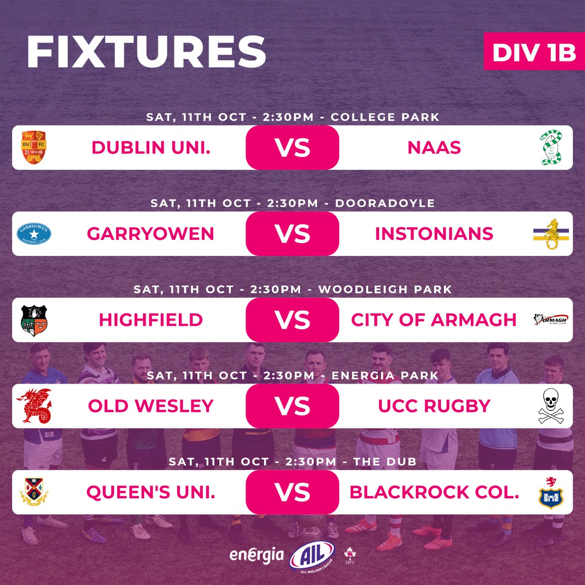 IrishRugby's tweet image. Round 3 fixtures for the Men&apos;s #EnergiaAIL this weekend 🧵🏉

The two remaining unbeaten sides in 1A face off as Old Belvedere make the short trip to St. Mary&apos;s College. 

#IrishRugby