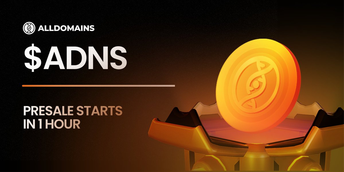 The $ADNS presale 

When: 15:00 UTC 
Where: launch.alldomains.foundation 

Purchases will be in $SOL ONLY 
0.000014 $SOL for whitelist  
0.000017 $SOL for public