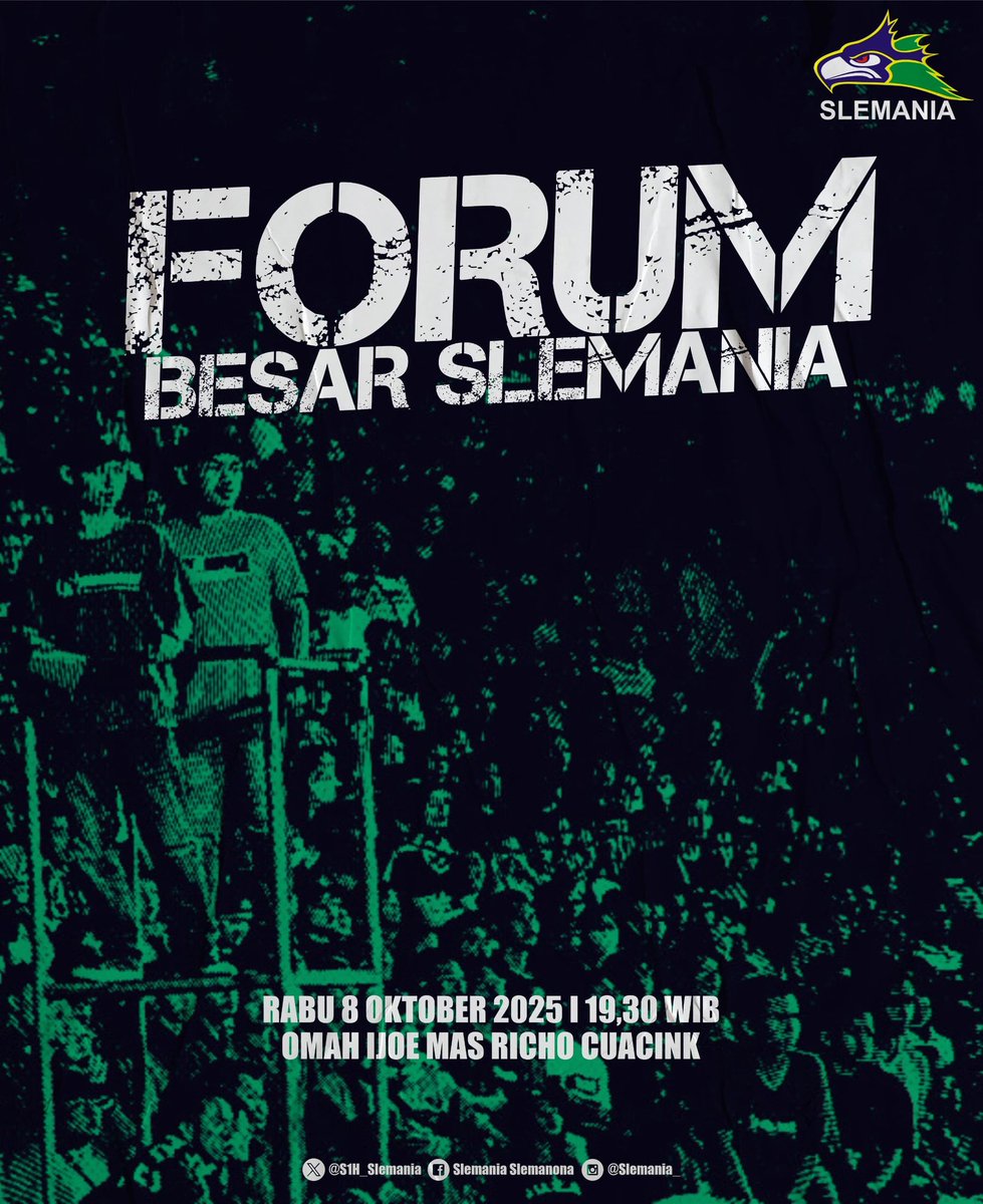 S1H_Slemania's tweet photo. Kami mengundang untuk seluruh laskar/komunitas yang bernaung di SLEMANIA. 
Ungkapkan ide dan gagasan untuk kemajuan organisasi kita bersama dalam mendukung PSS Sleman.

Sampai jumpa besok malam, SALAM SATOE HATI ✊ https://t.co/FSG3jrSLQT