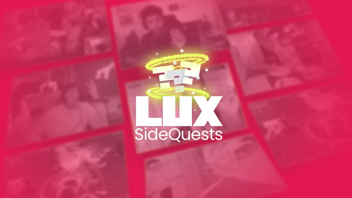 ピンク背景のLux SideQuestsロゴ