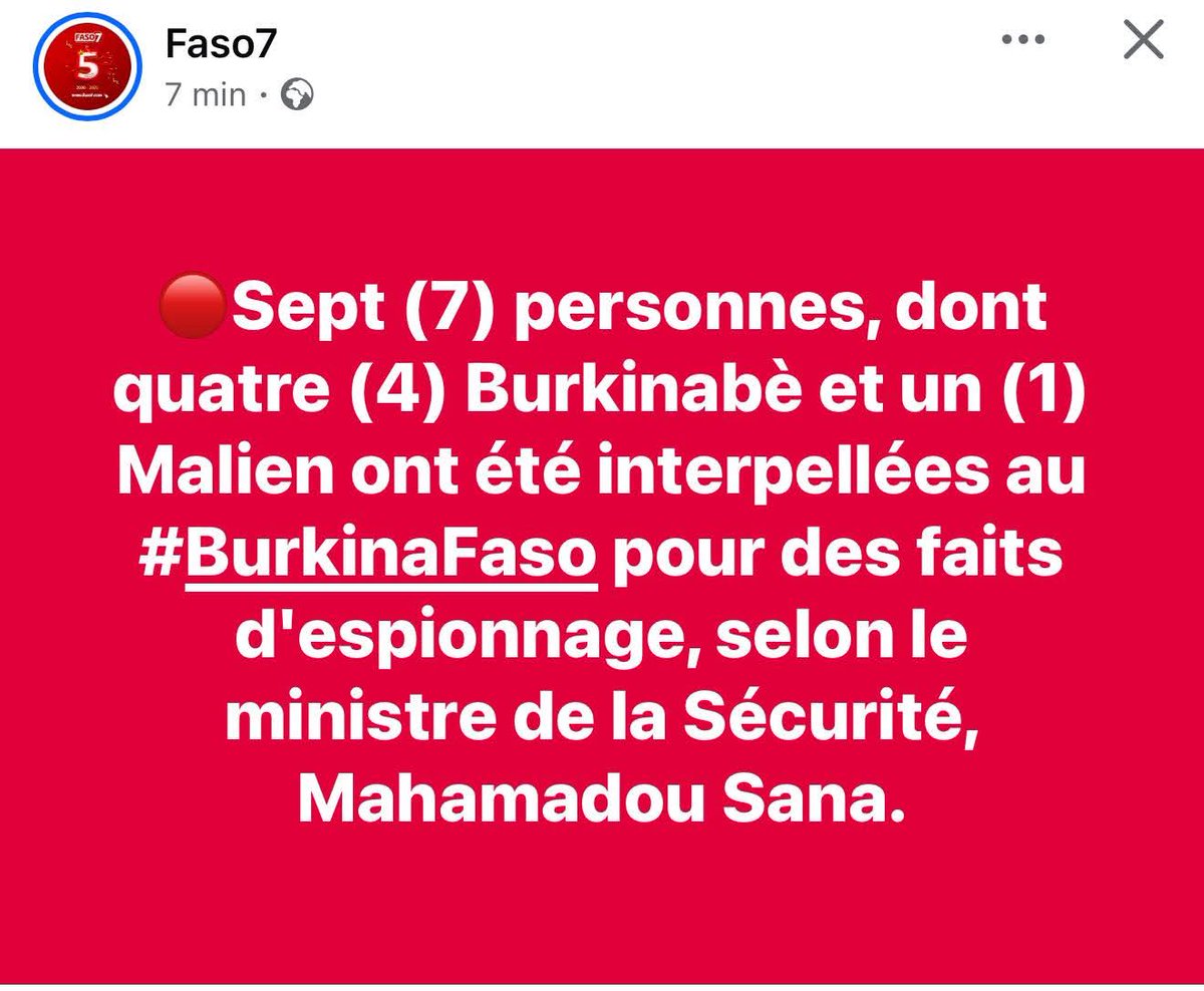 #AES

Le #Burkina  accuse le #Mali d'espionnage.

<a href="/GoitaAssimi/">Général d'Armée Assimi GOITA</a> va-t-il réagir à cette accusation grave? Wait and See!