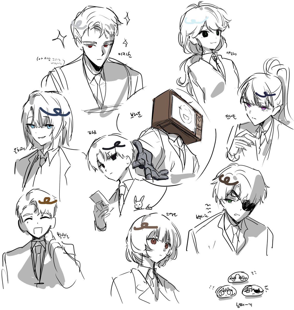 백일몽 애들+브라운 감잡을겸 낙서함
안 그린 애들은 체력 딸려서 못그림